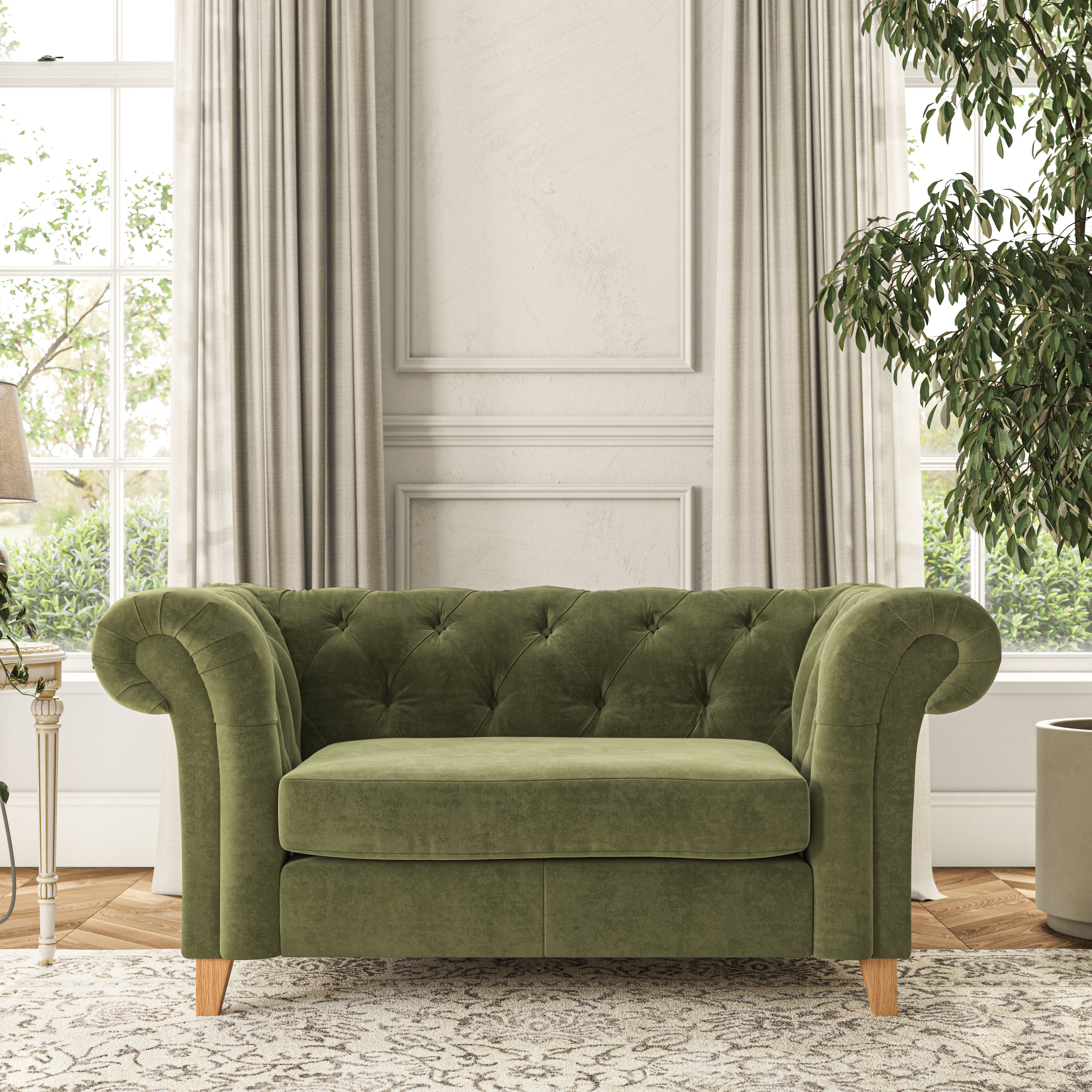 Pimlico Snuggle Chair Luxury Velvet Olive