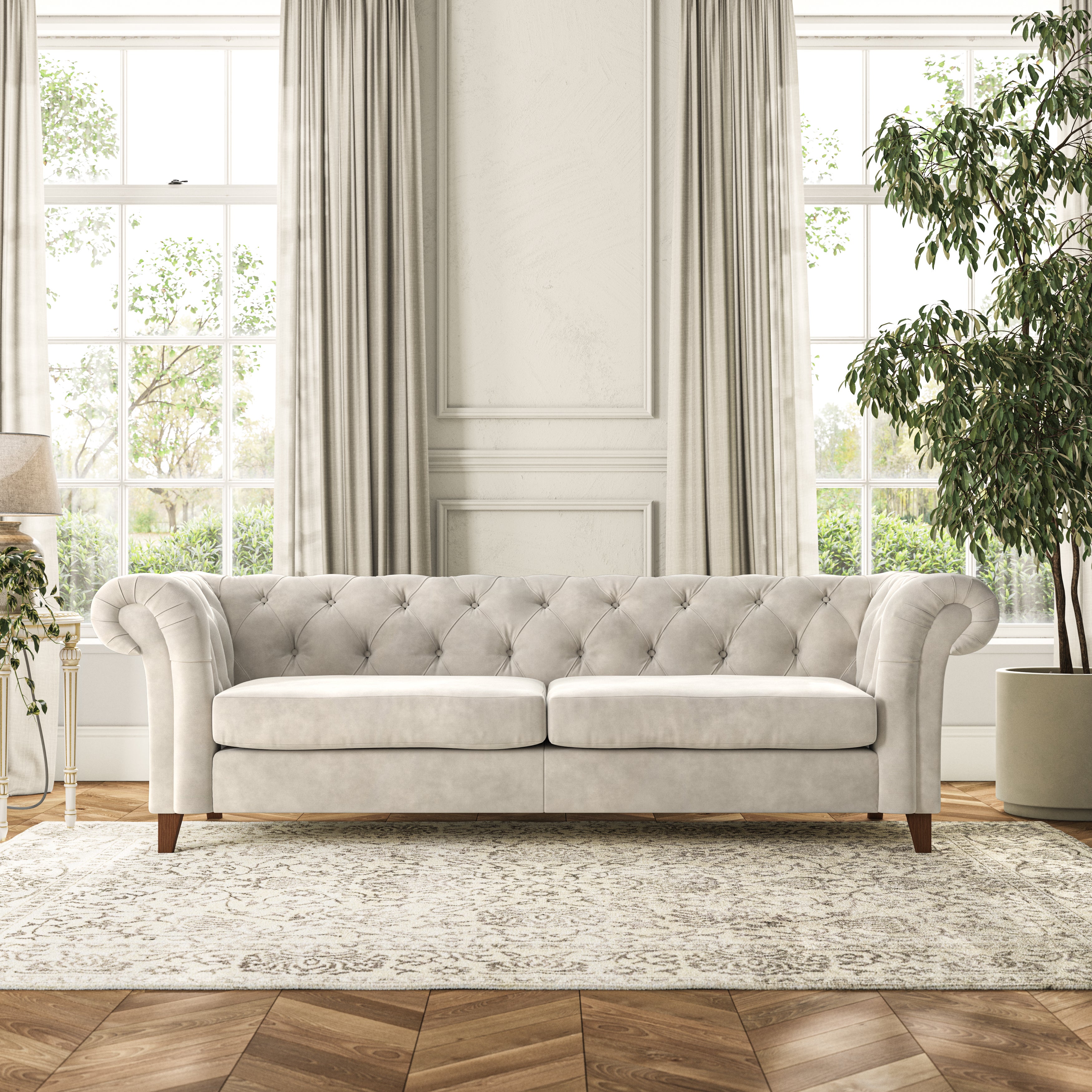 Pimlico 4 Seater Sofa Aqua Clean Chenille Sandstone