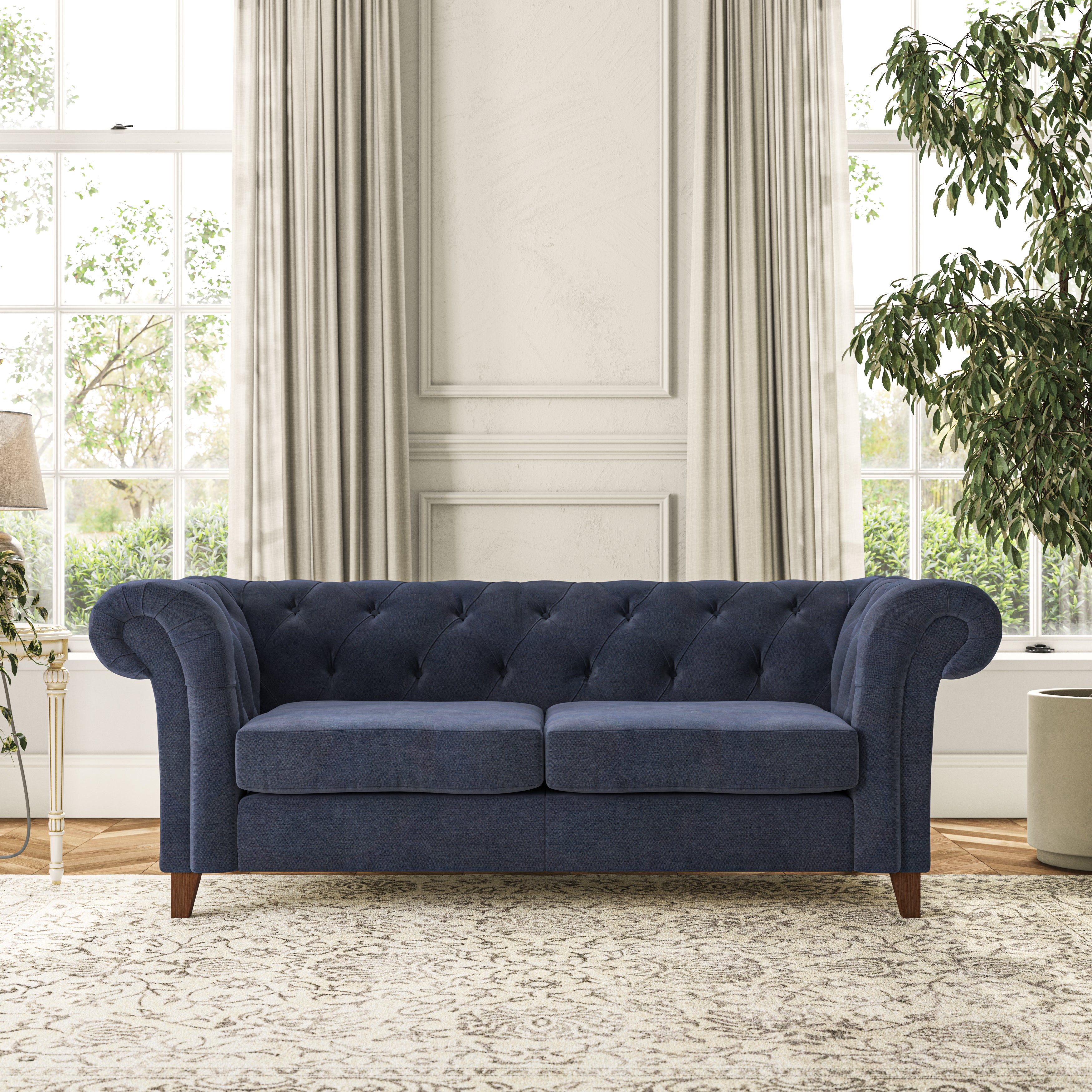 Pimlico 3 Seater Sofa Aqua Clean Chenille Navy