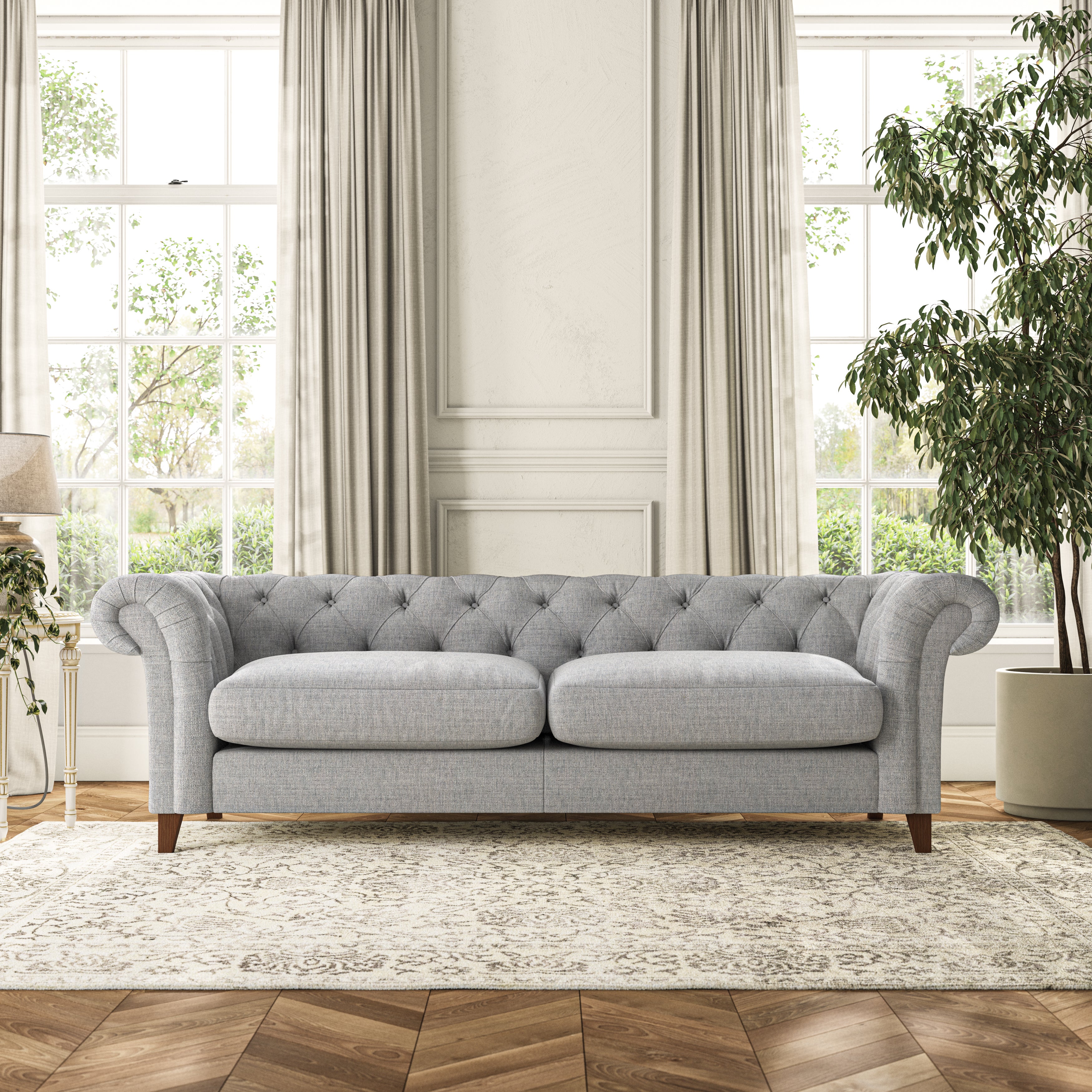 Pimlico 4 Seater Sofa Chunky Tonal Weave Silver