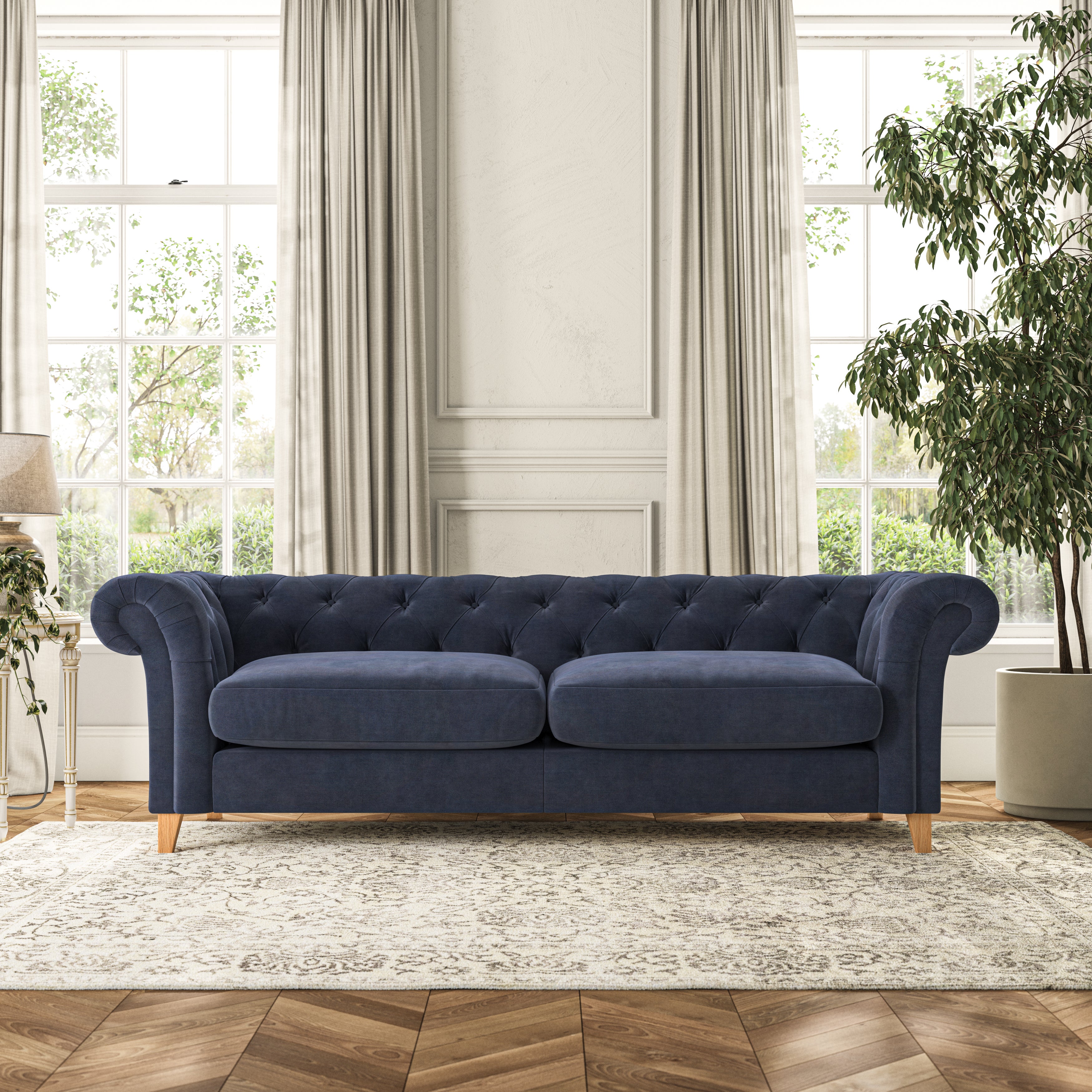 Pimlico 4 Seater Sofa Aqua Clean Chenille Navy