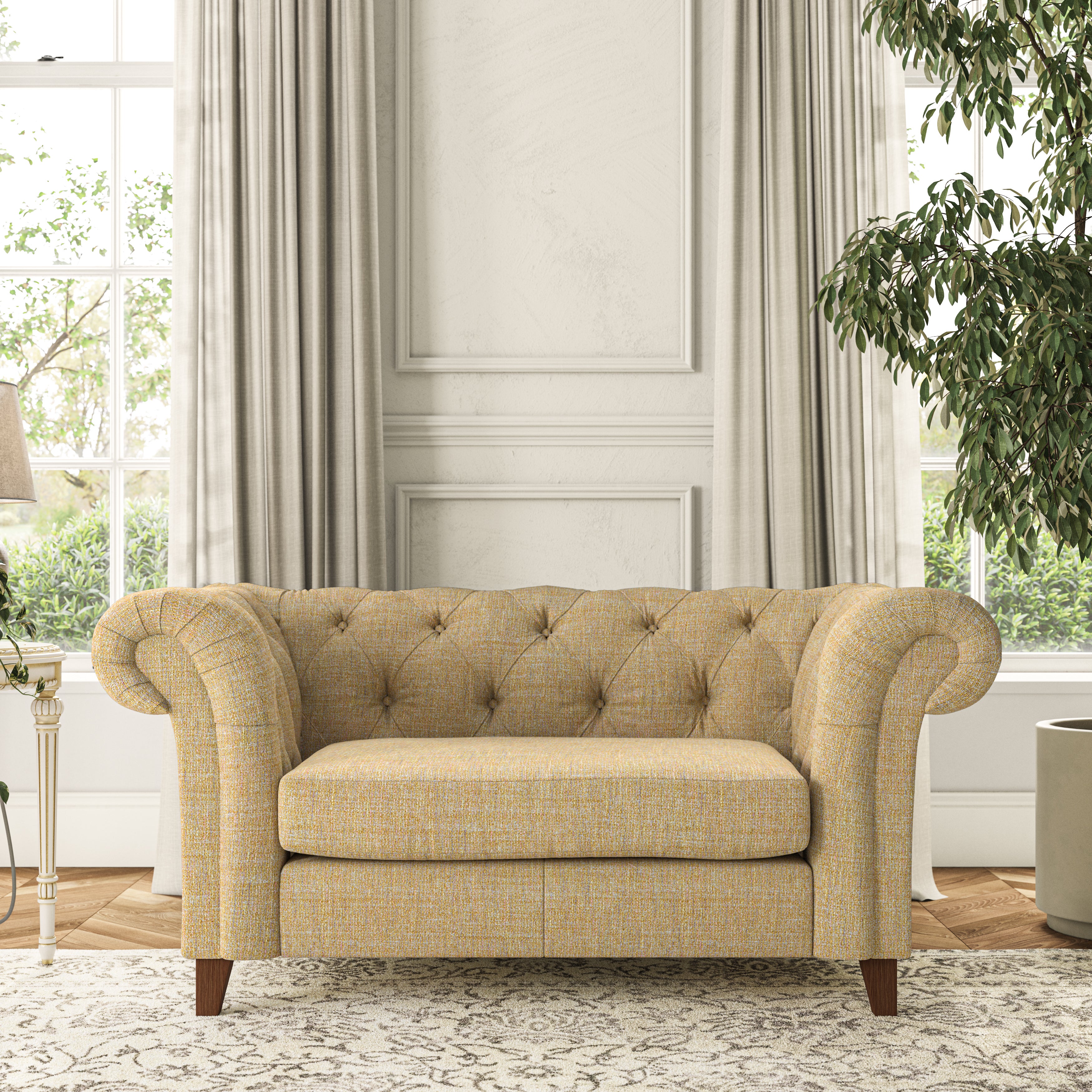 Pimlico Snuggle Chair Chunky Tonal Weave Ochre