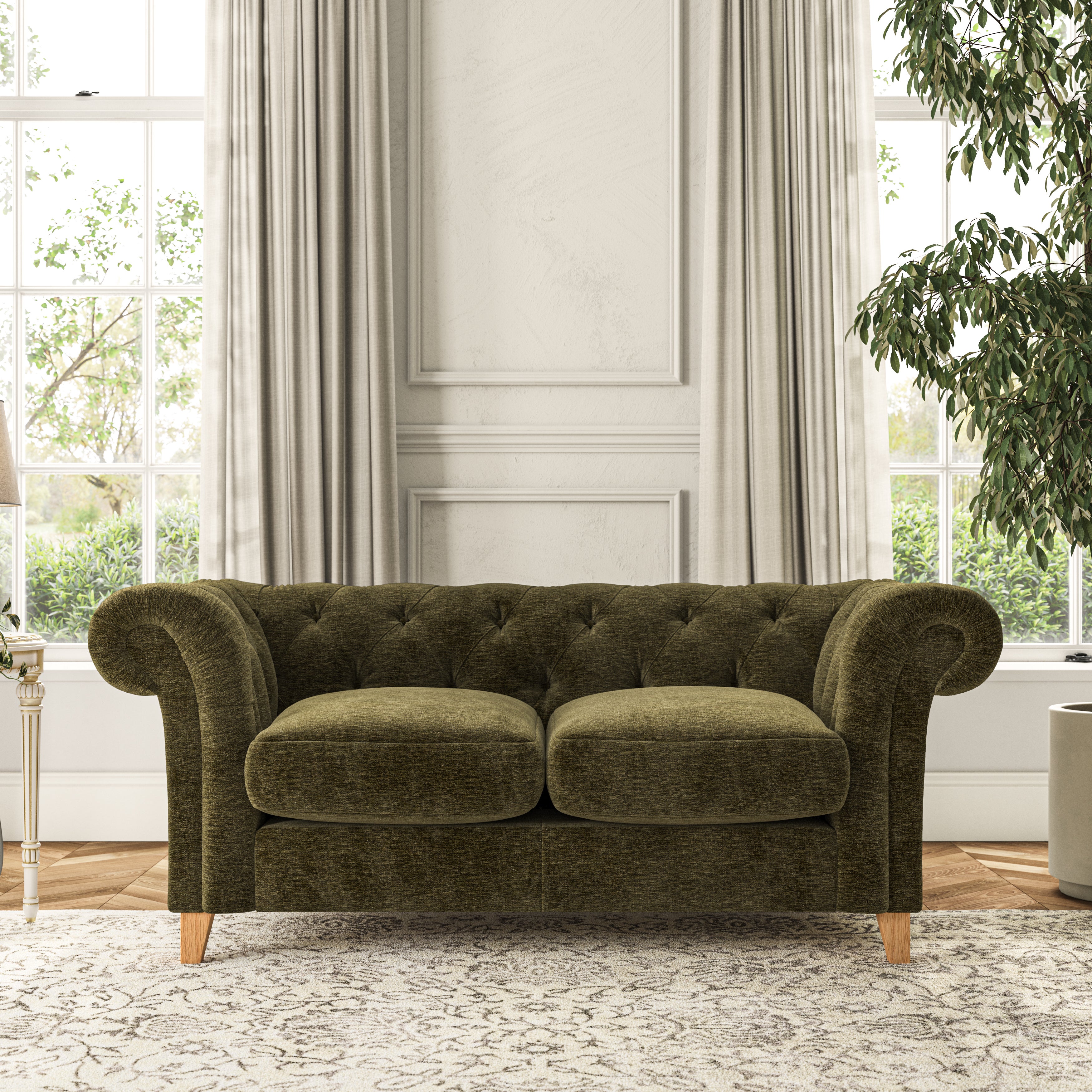 Pimlico Large 2 Seater Sofa Luxury Chenille Olive