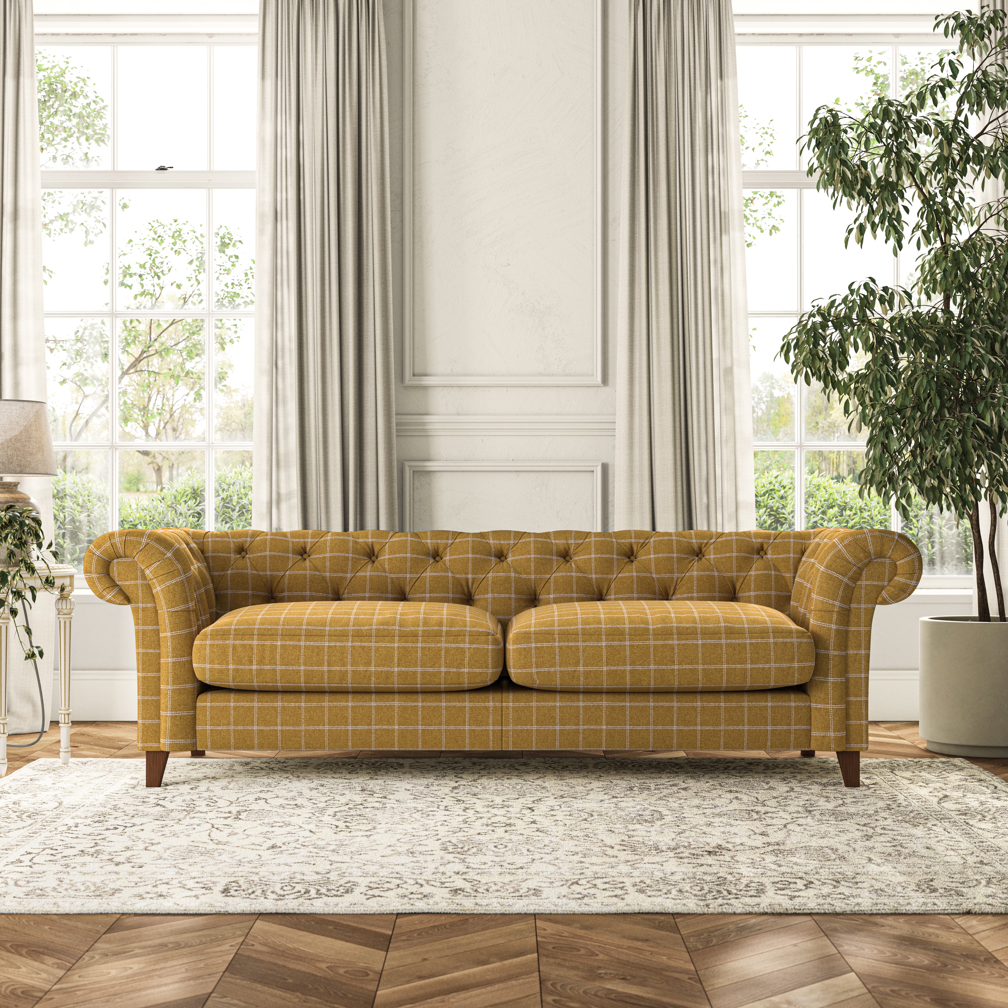 Pimlico 4 Seater Sofa Check Ochre