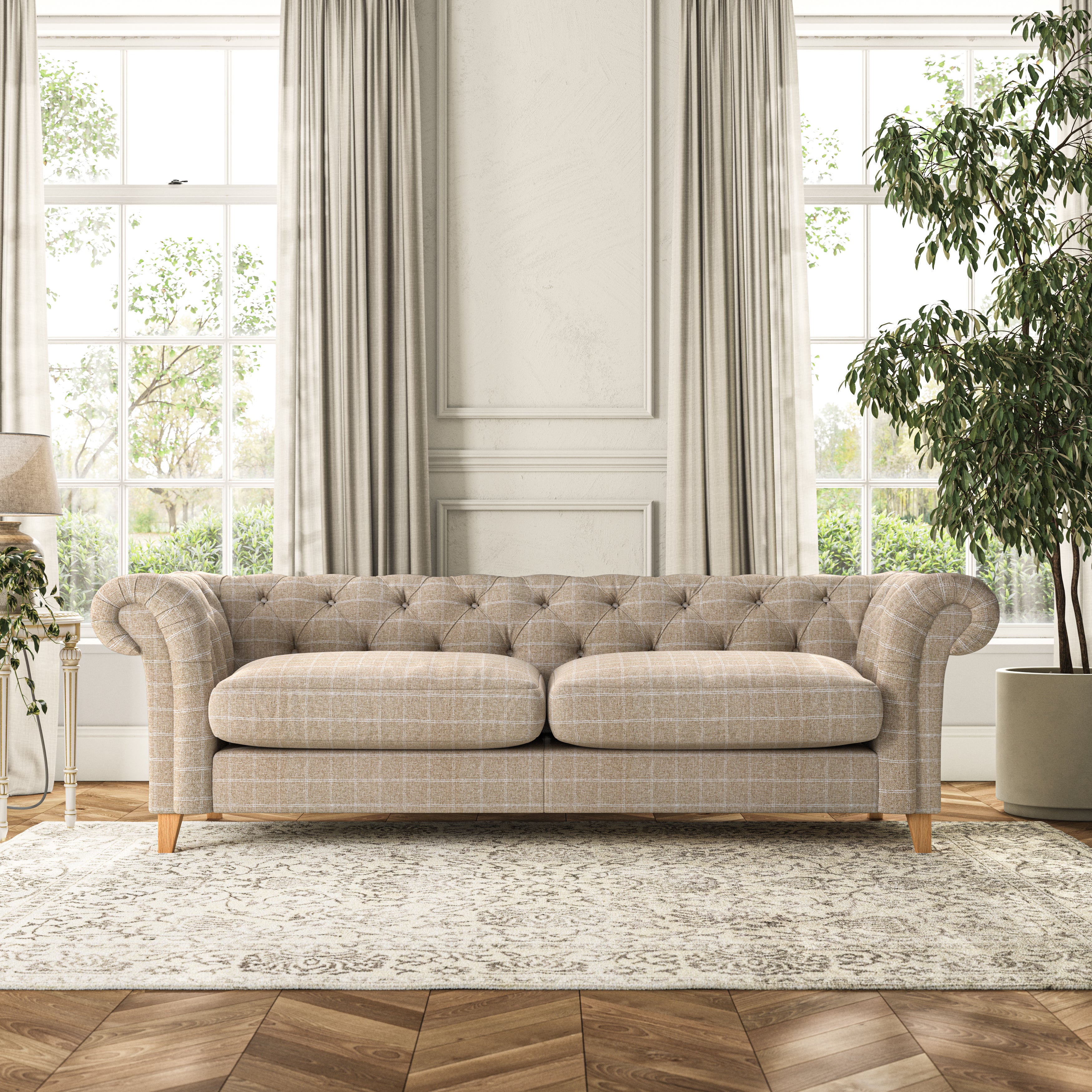 Pimlico 4 Seater Sofa Check Natural