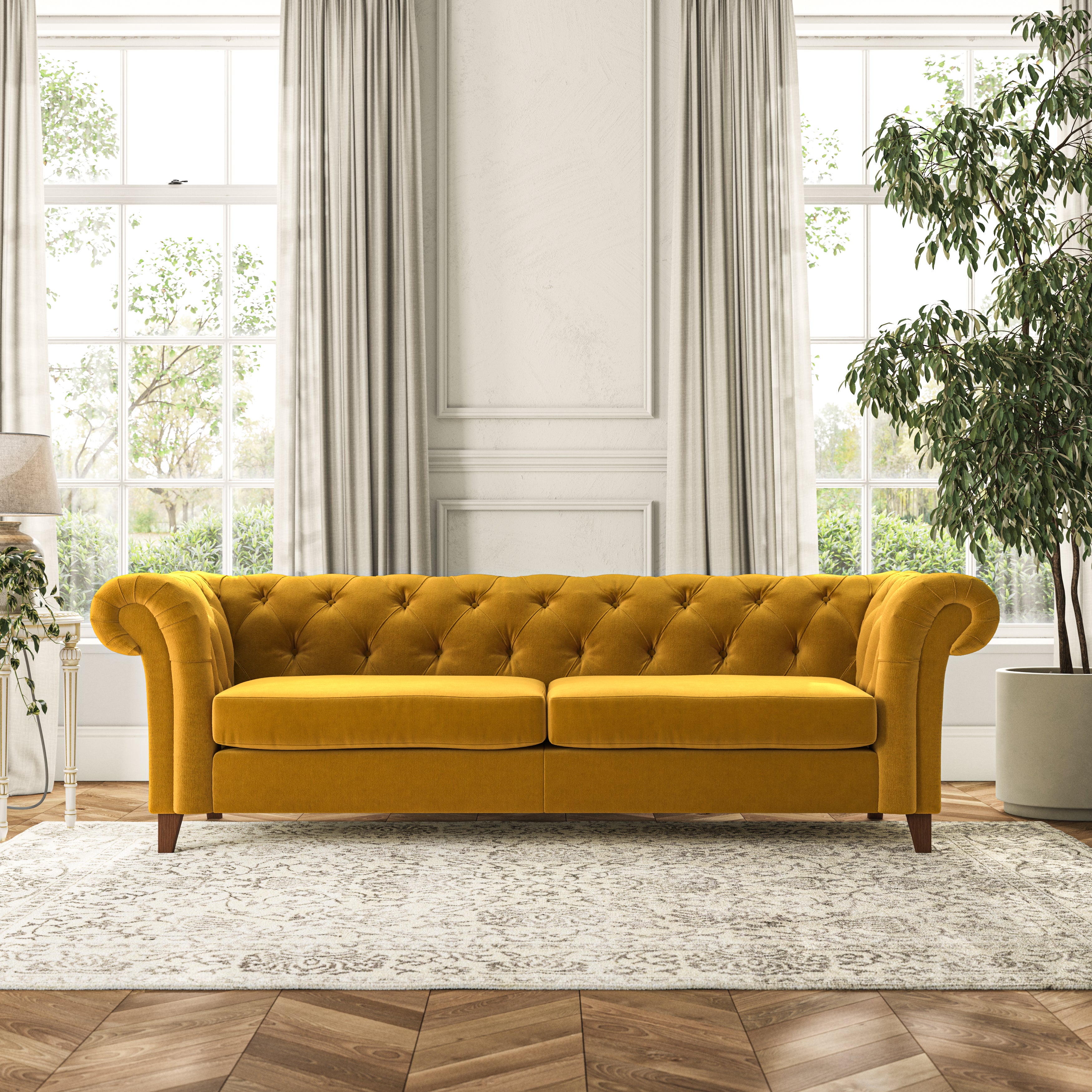 Pimlico 4 Seater Sofa House Velvet Amber Gold