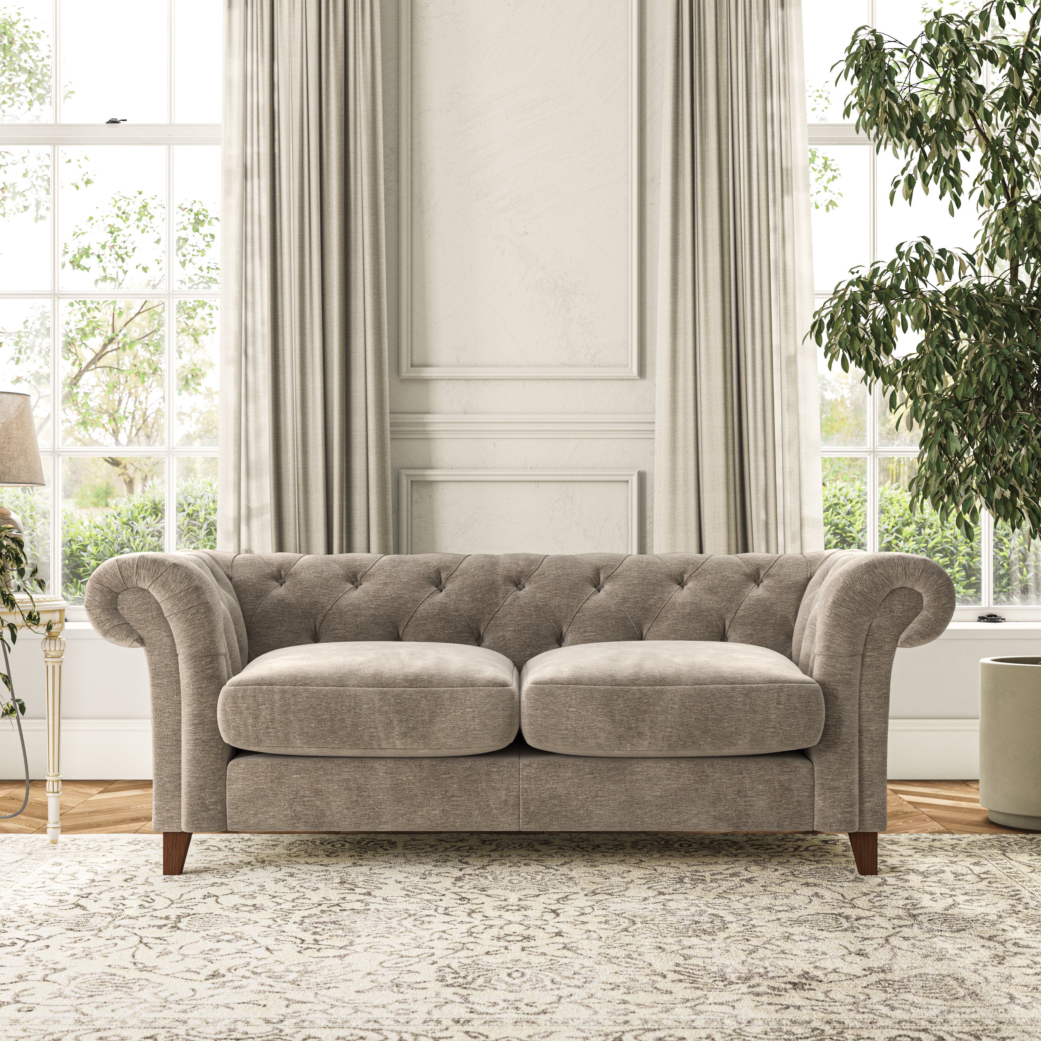 Pimlico 3 Seater Sofa Luxury Chenille Mushroom