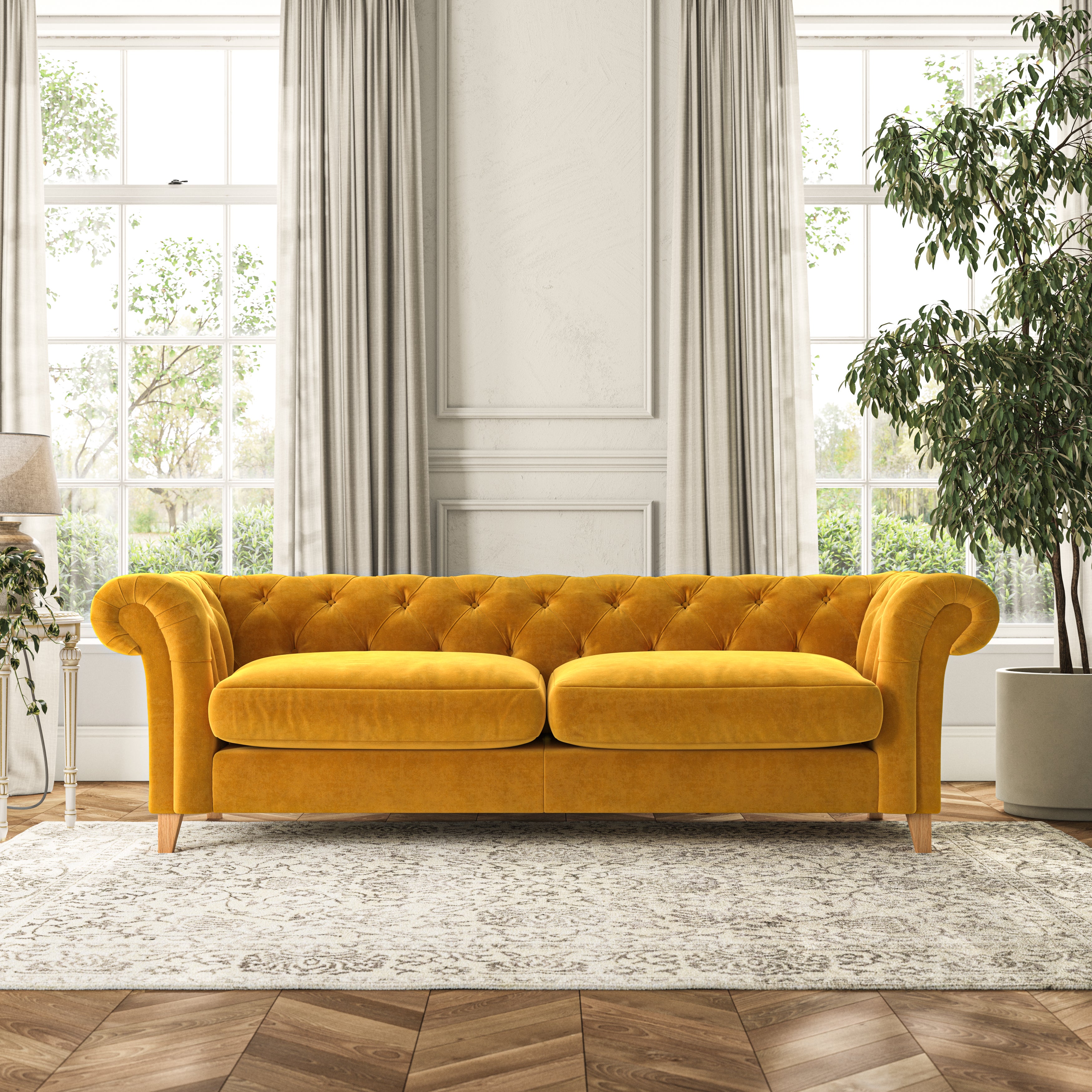 Pimlico 4 Seater Sofa Luxury Velvet Old Gold