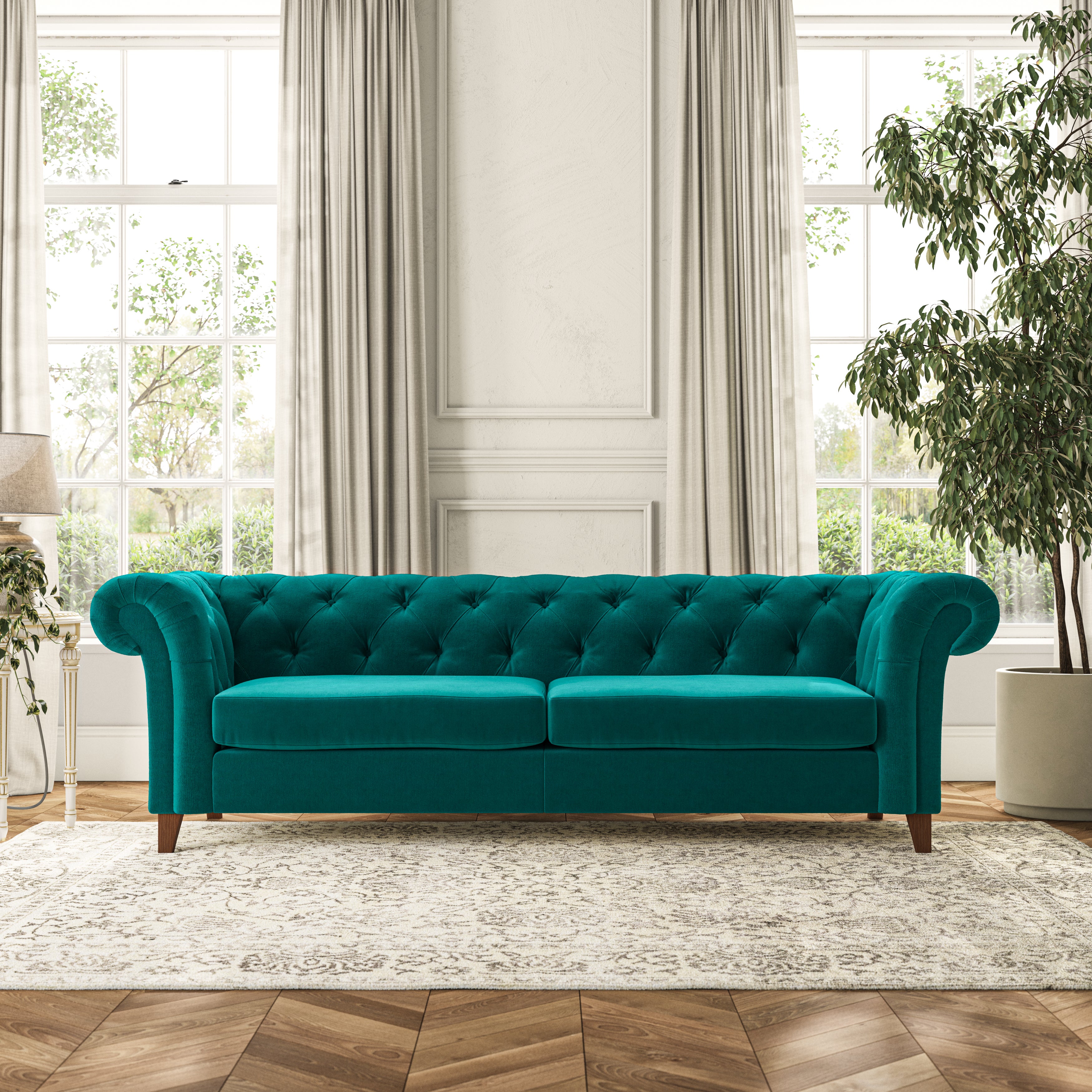 Pimlico 4 Seater Sofa House Velvet Peacock