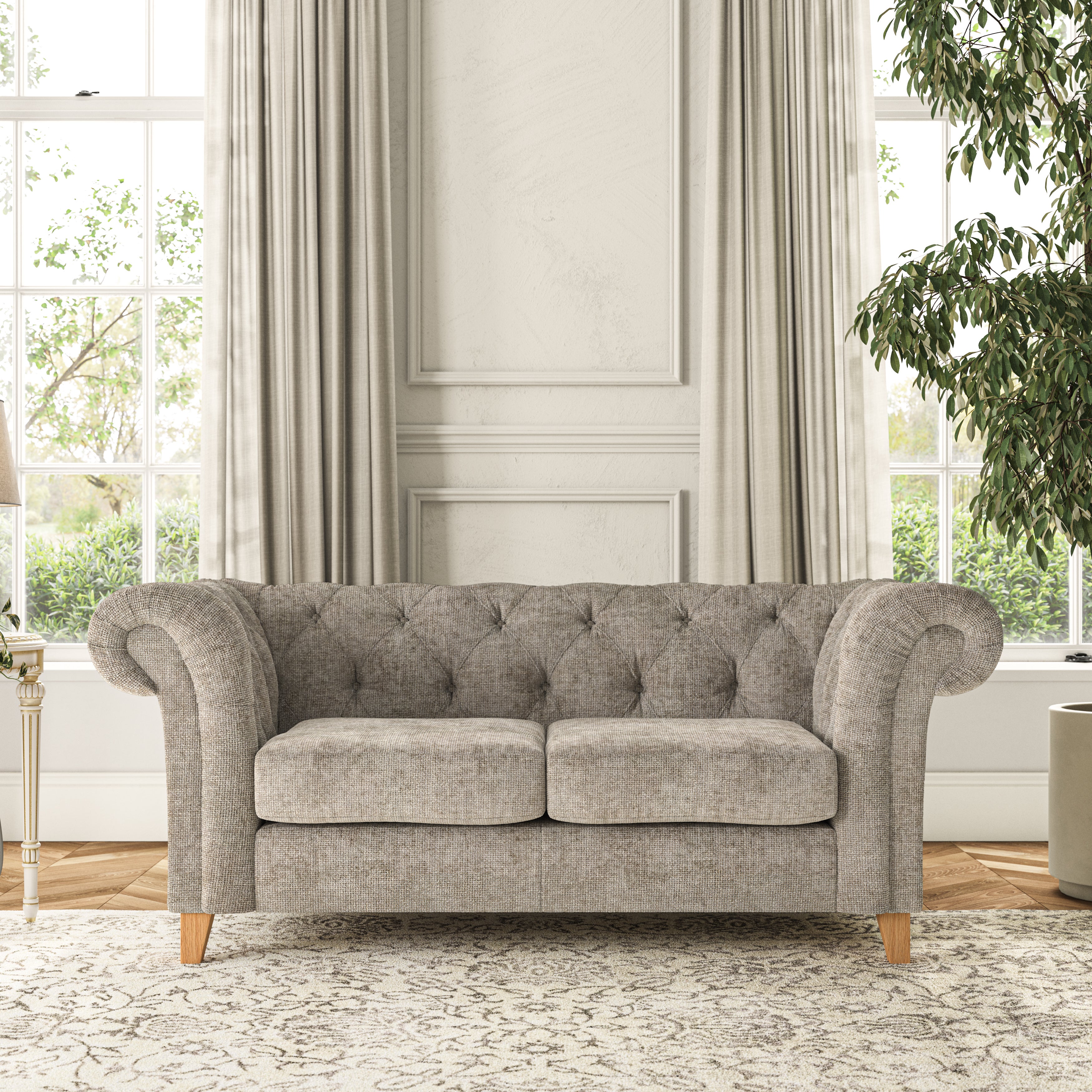 Pimlico Large 2 Seater Sofa Chunky Chenille Mushroom