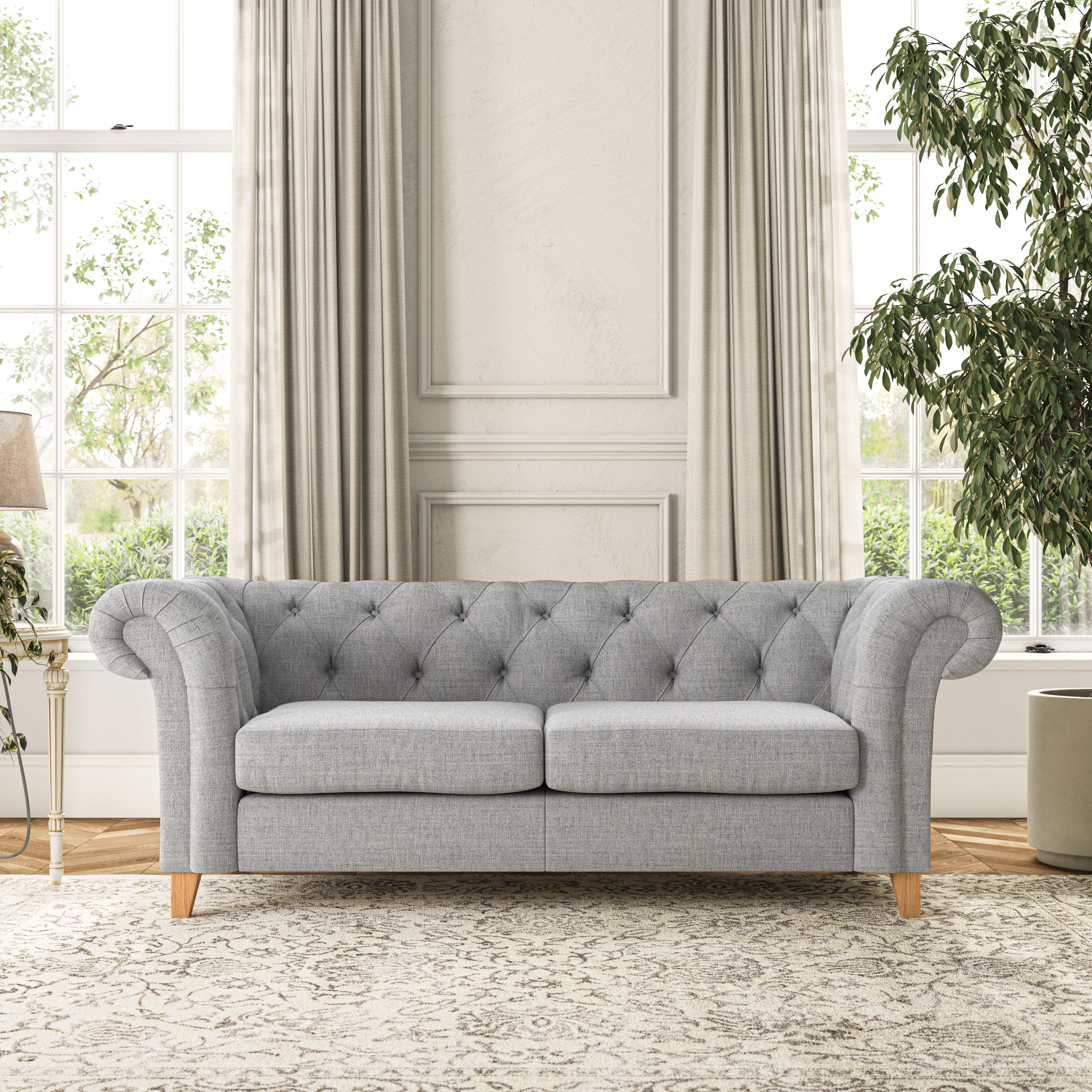 Pimlico 3 Seater Sofa Chunky Tonal Weave Silver