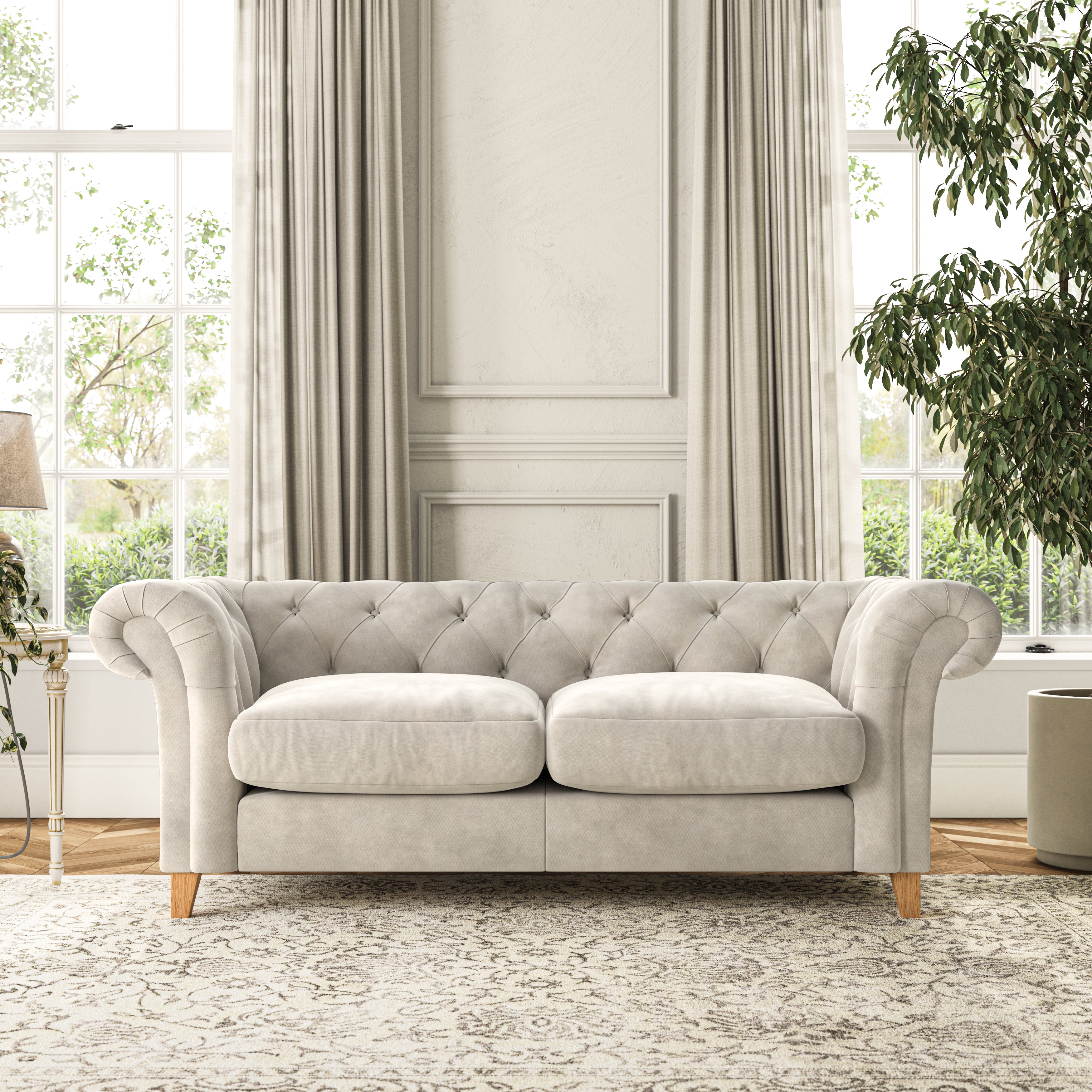 Pimlico 3 Seater Sofa Aqua Clean Chenille Sandstone