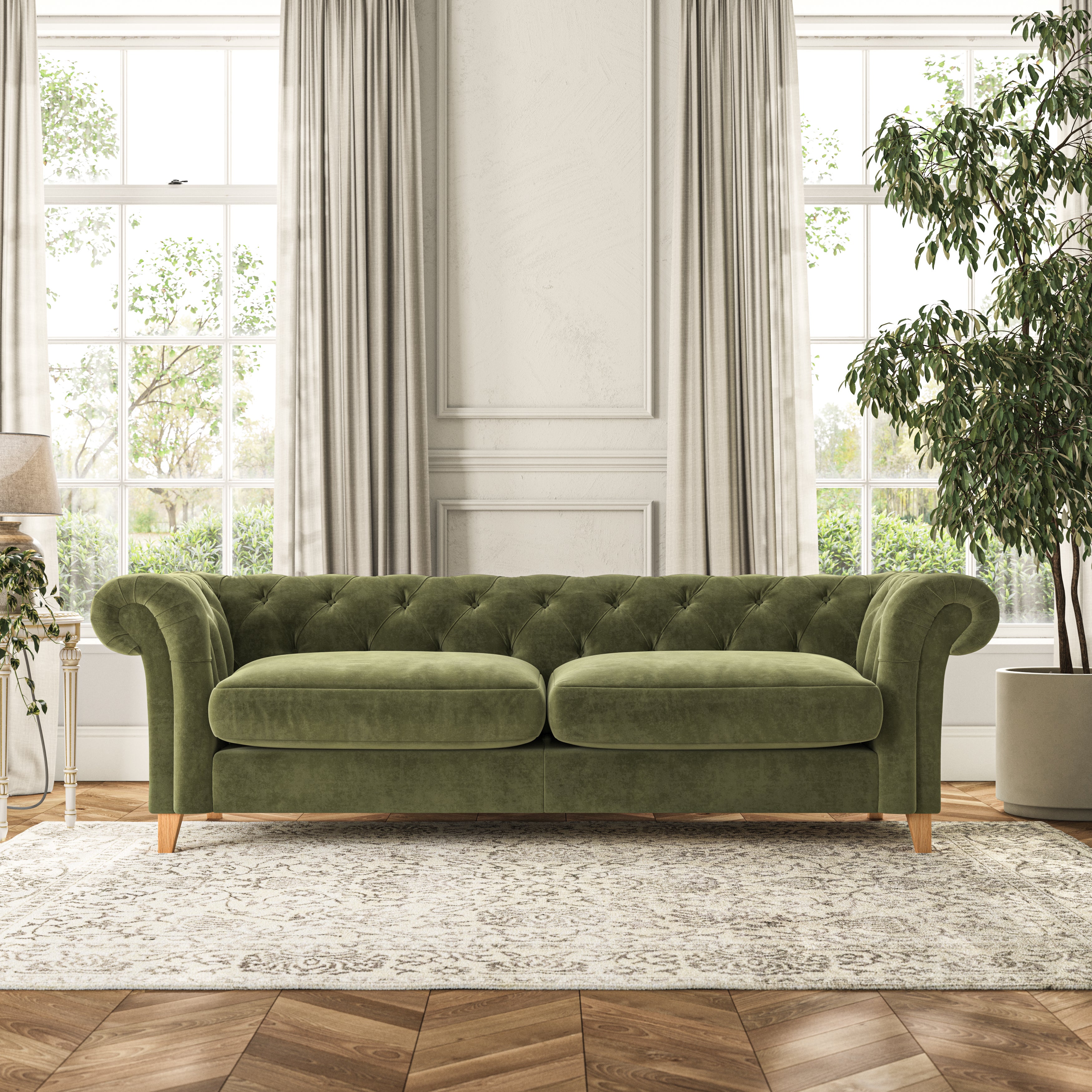 Pimlico 4 Seater Sofa Luxury Velvet Olive