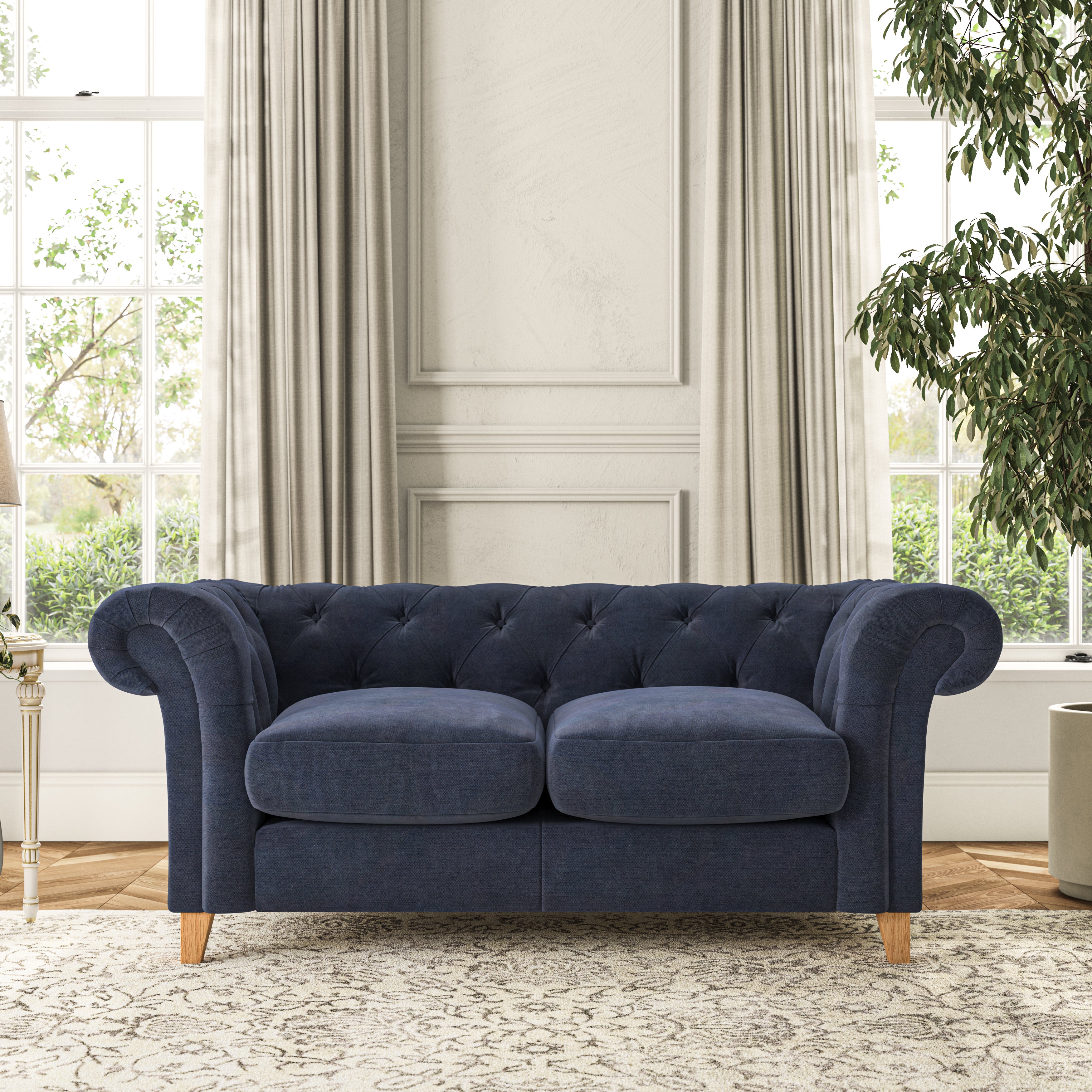 Pimlico Large 2 Seater Sofa Aqua Clean Chenille Navy