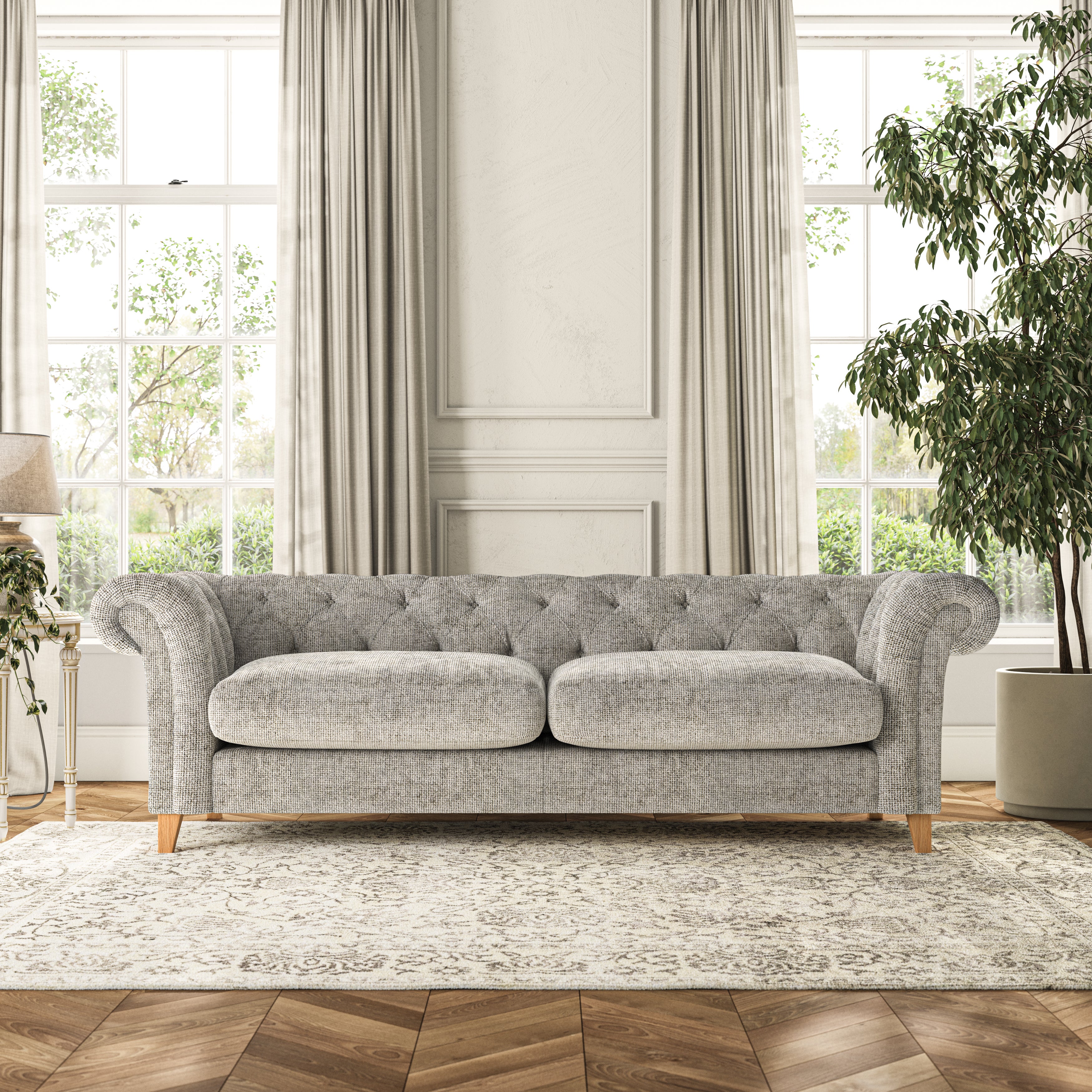 Pimlico 4 Seater Sofa Chunky Chenille Silver