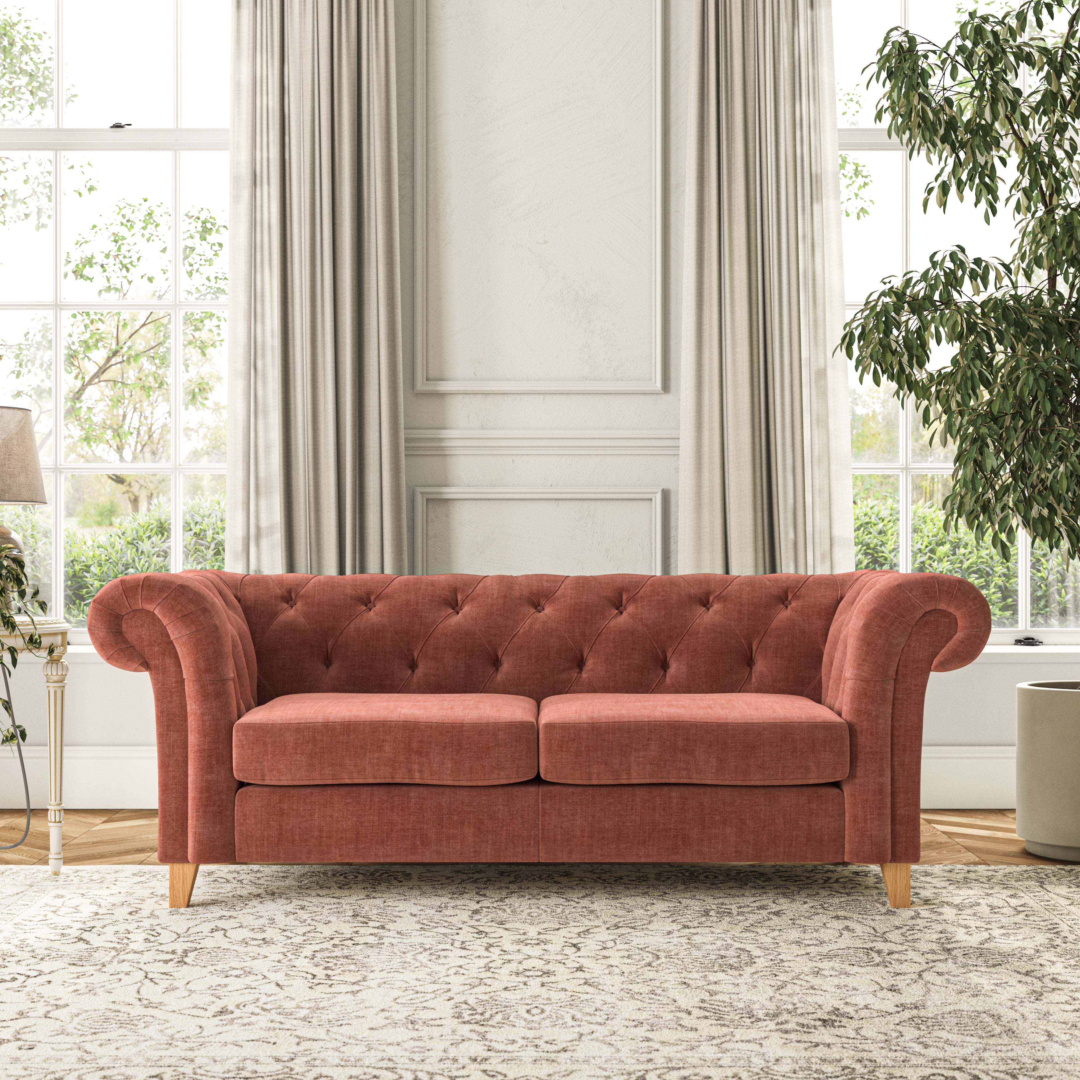 Pimlico 3 Seater Sofa Tonal Plush Chenille Terracotta