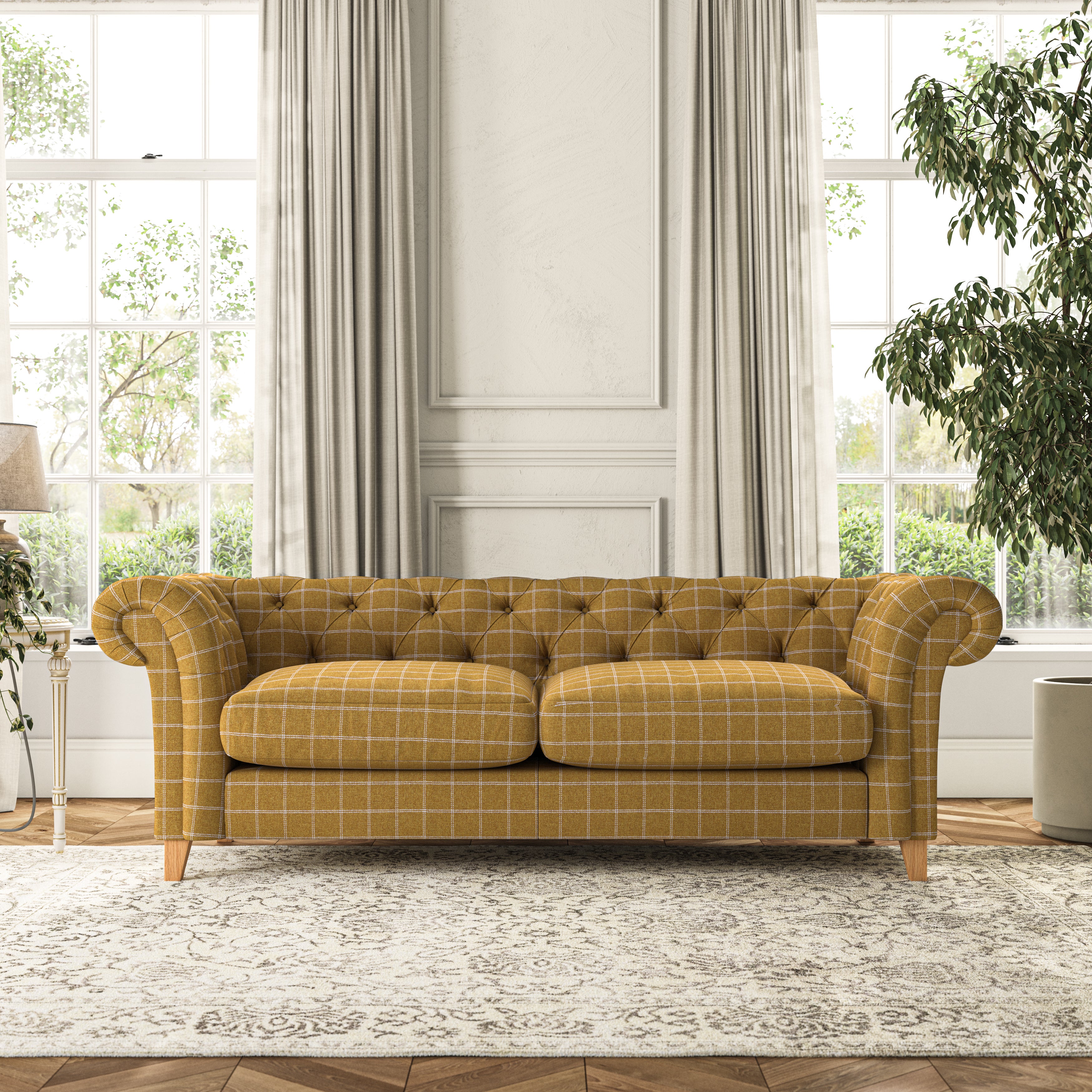 Pimlico Large 3 Seater Sofa Check Ochre