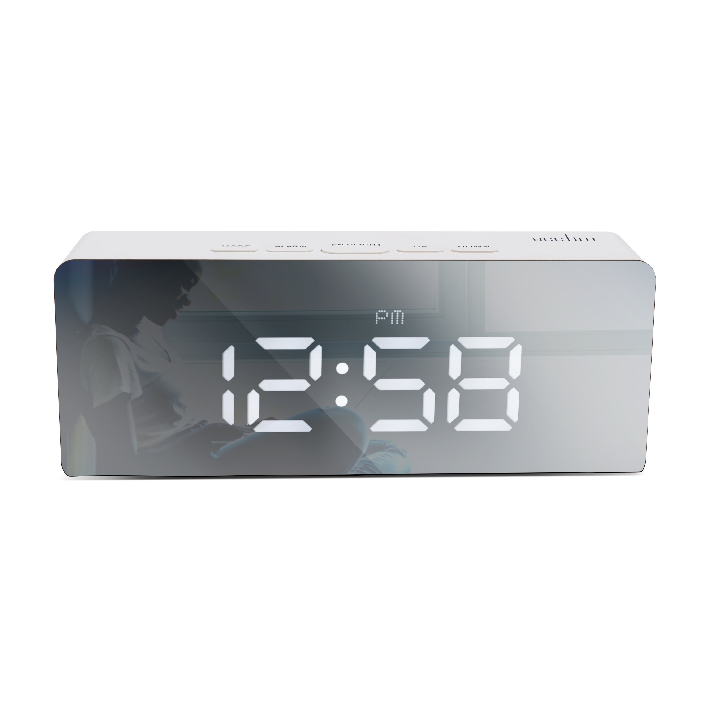 Acctim Medina Silent Digital Alarm Clock Titanium White