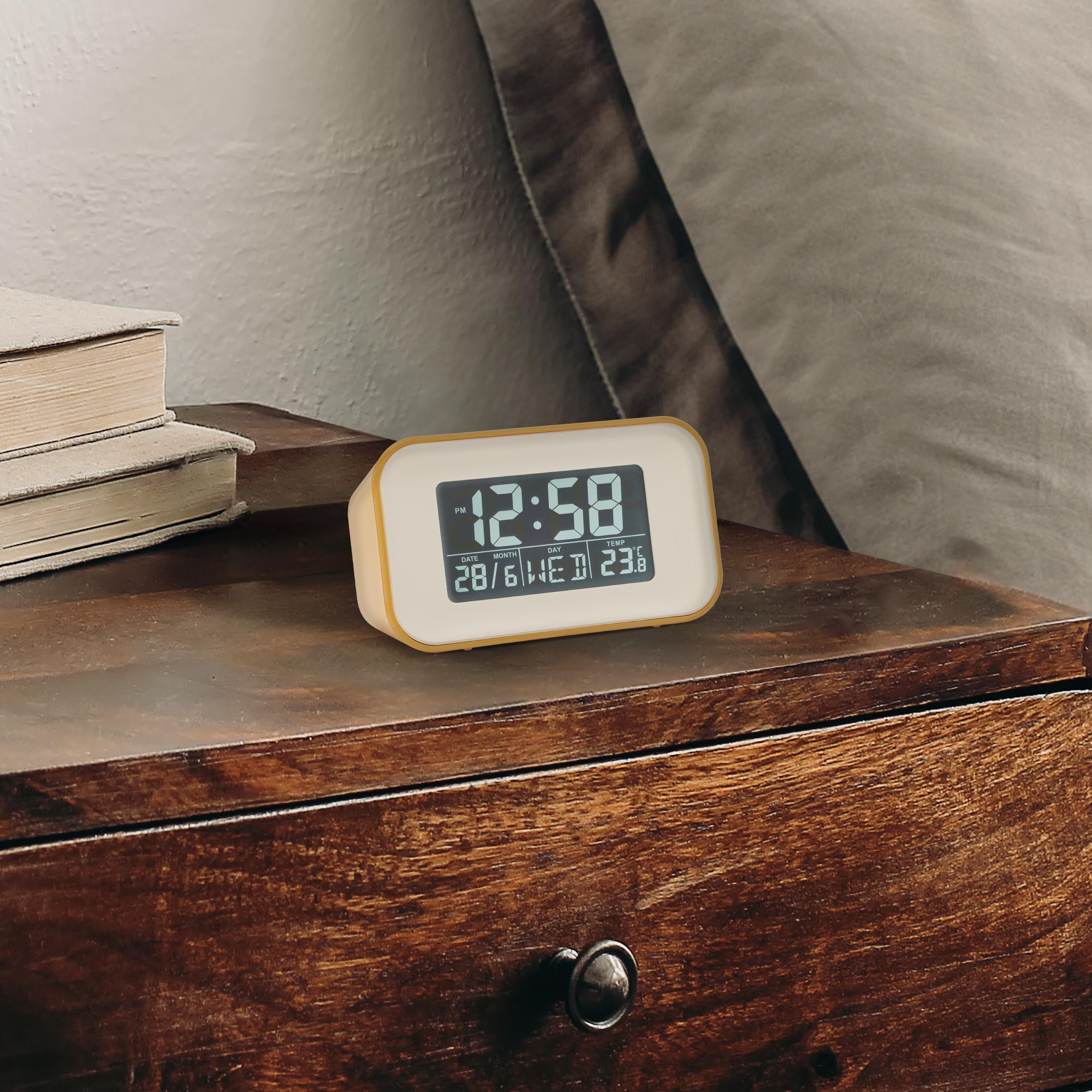 Acctim Alta Silent Digital Alarm Clock Mustard Yellow