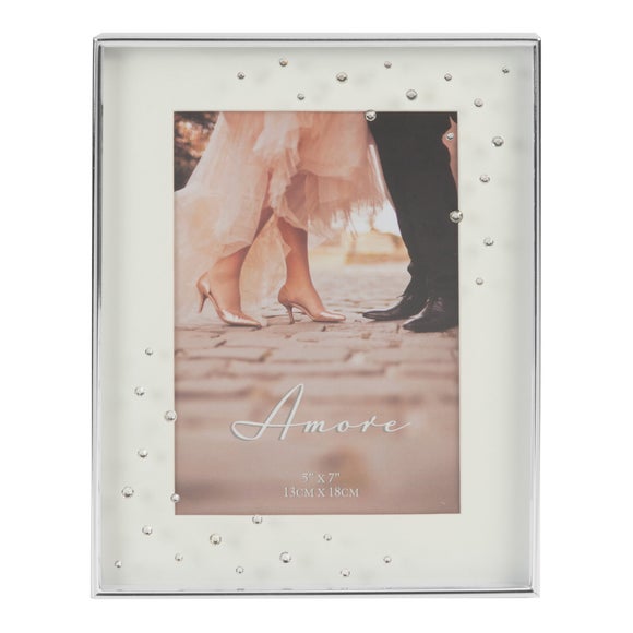 Amore Silver Plated Crystal Box Photo Frame