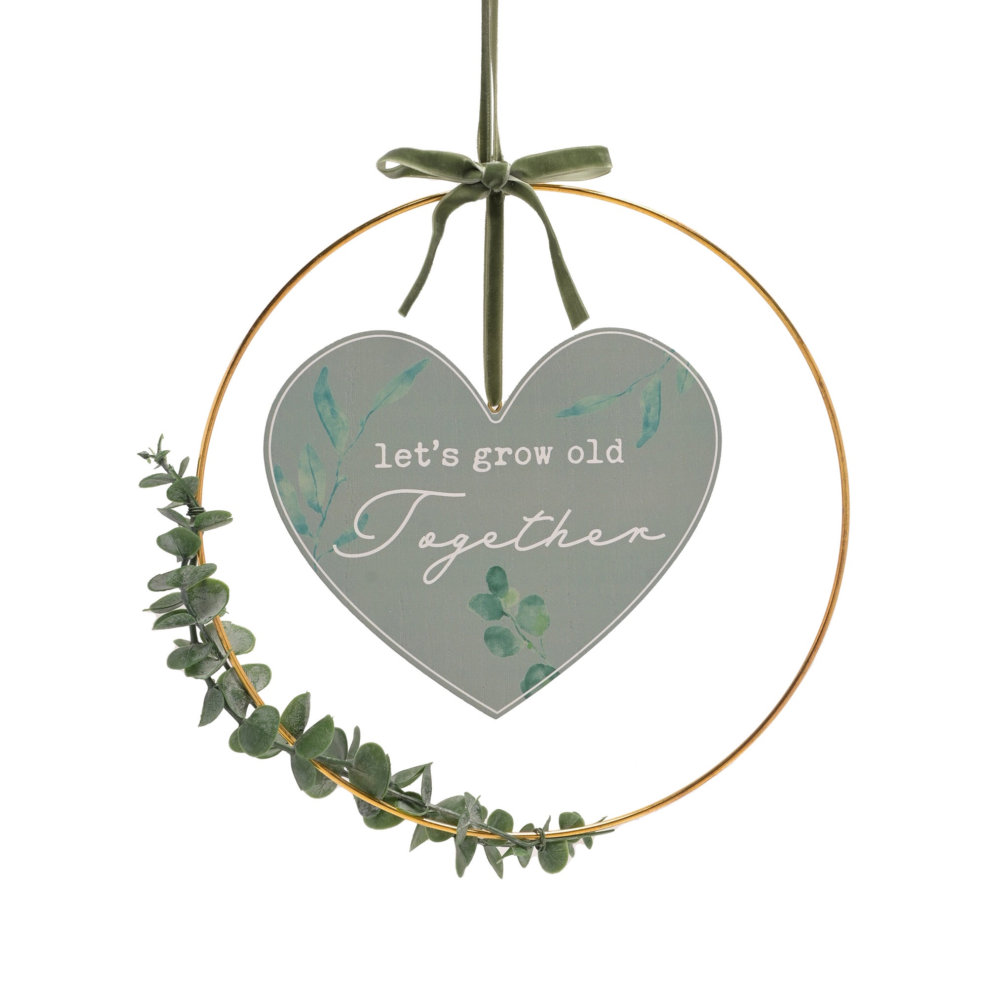 Love Story Grow Old Hoop Hanging Ornament Green