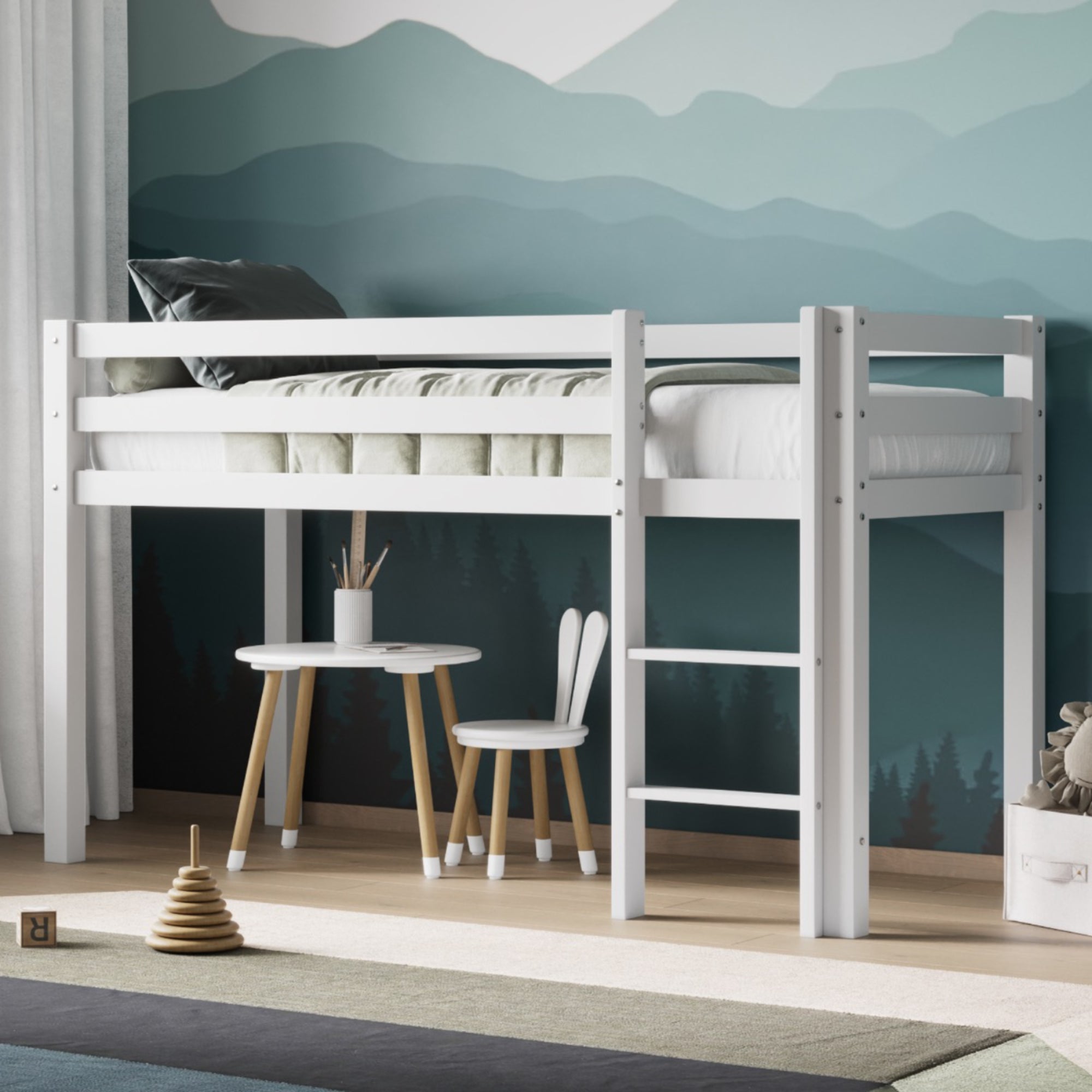 Elara Shorty Midsleeper Bed Frame White