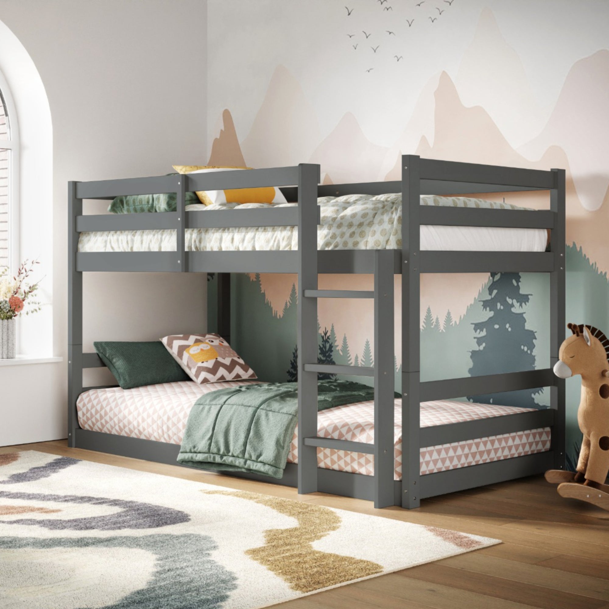 Shasha Low Bunk Bed Frame Grey