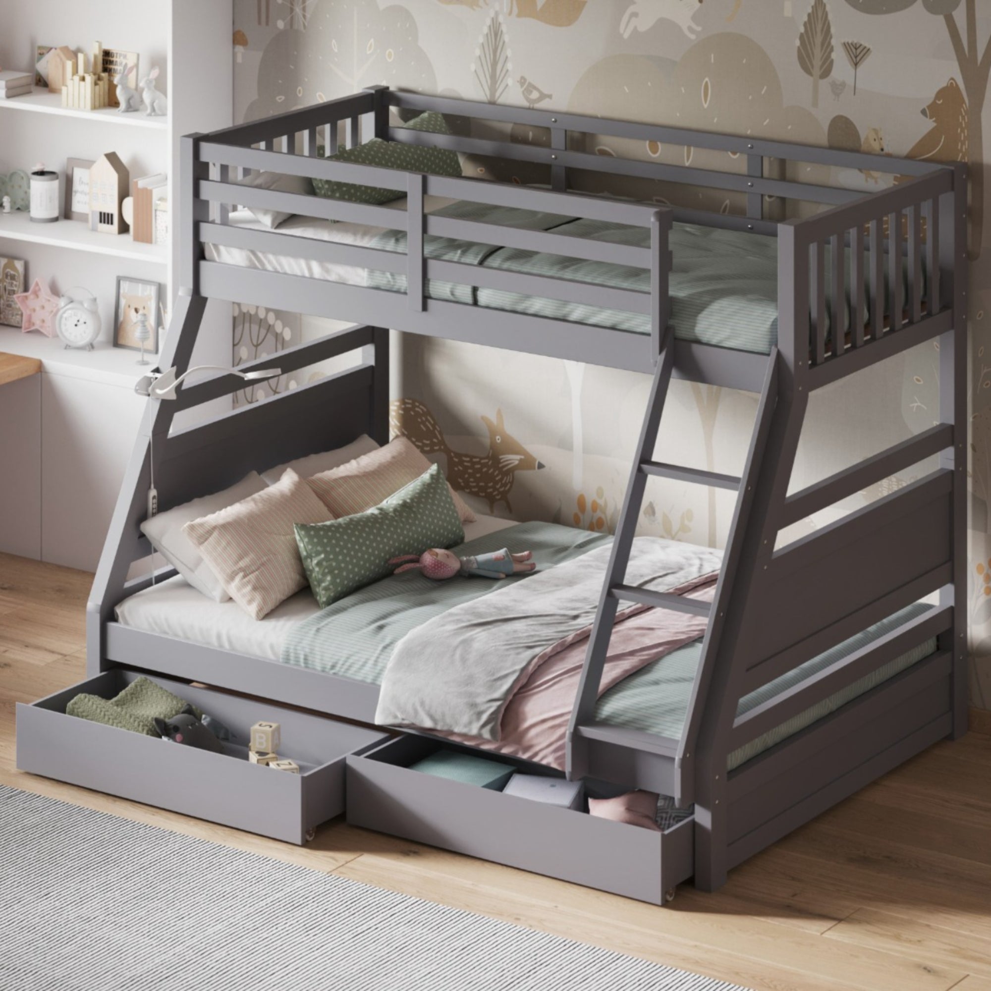 Ollie Triple Bunk Bed Grey