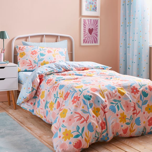 Bold Floral 100 Cotton Reversible Duvet Cover And Pillowcase Set