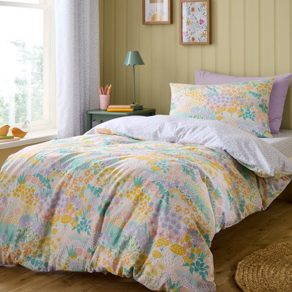 Meadows 100 Cotton Reversible Duvet Cover And Pillowcase Set