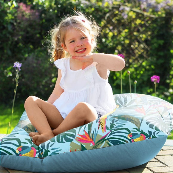 Rucomfy Jungle Birds Printed Square Indoor Outdoor Floor Cushion