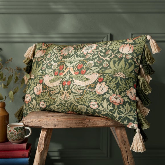 Click to view product details and reviews for William Morris At Home Strawberry Thief Tassels Cushion.