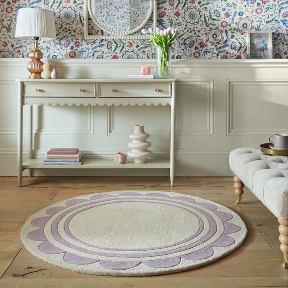 View Lois Scallop Border Wool Circle Rug View Lois Scallop Border Wool Circle Rug