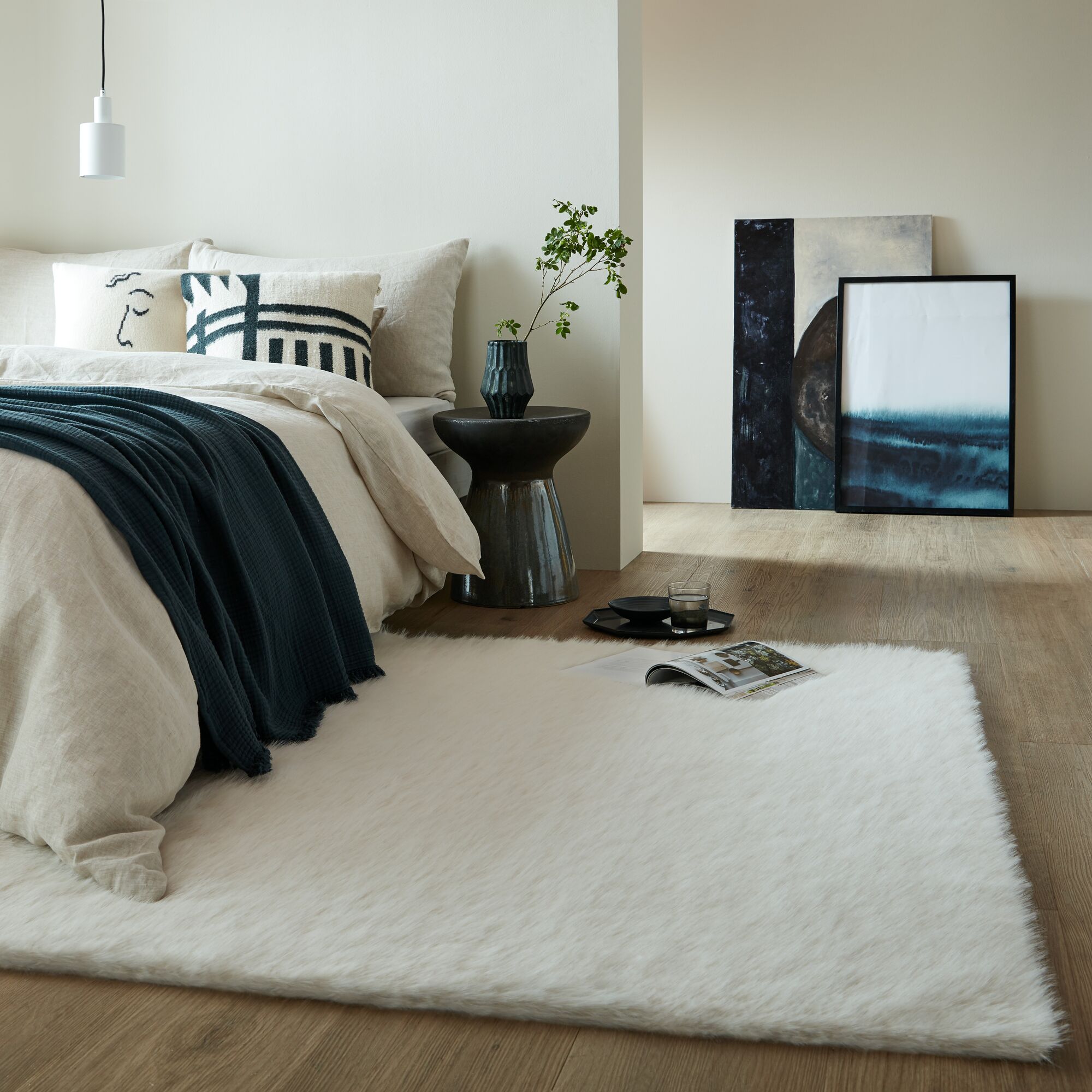 Alpine Washable Faux Fur Rug White