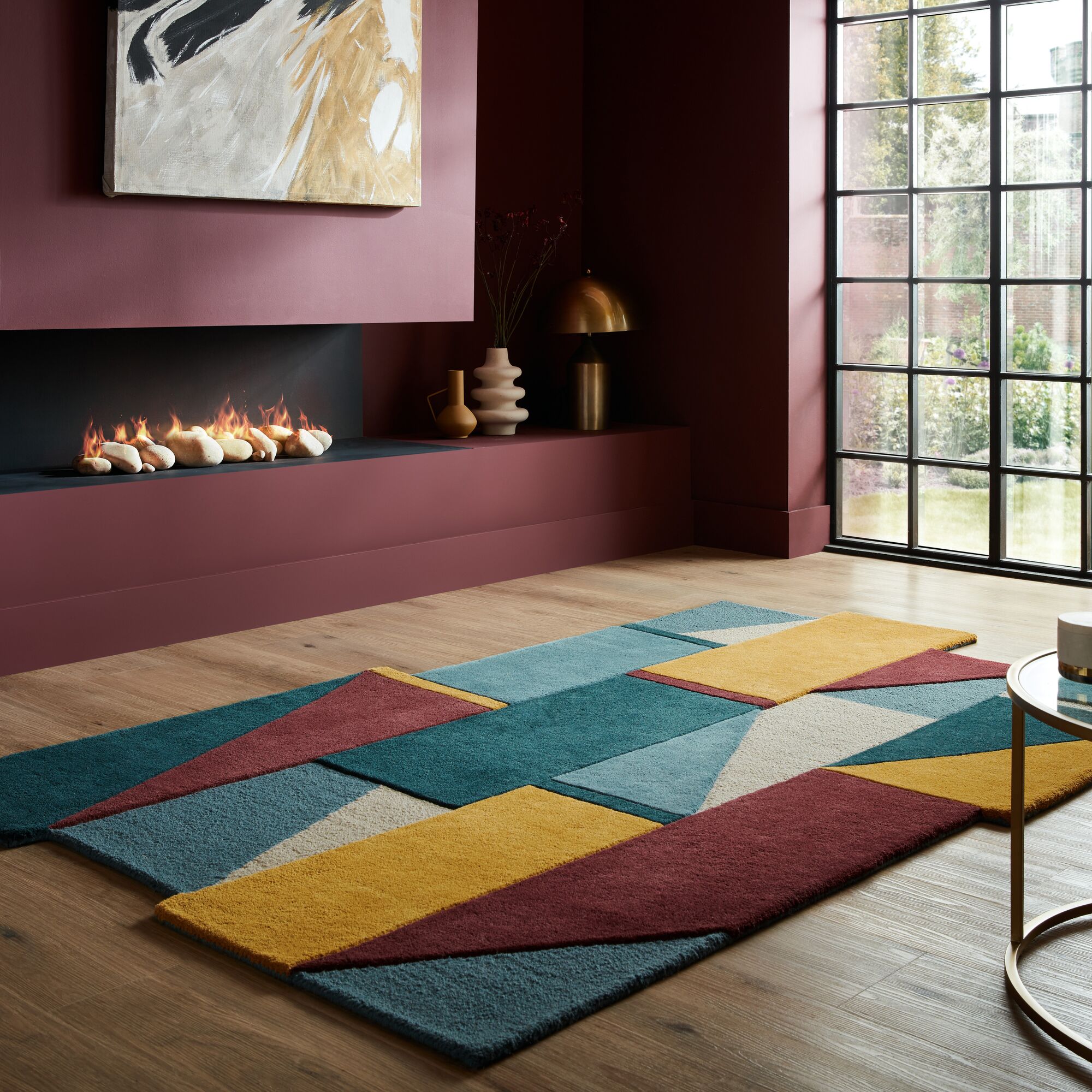 Shuffle Shaped Wool Rug Multicoloured