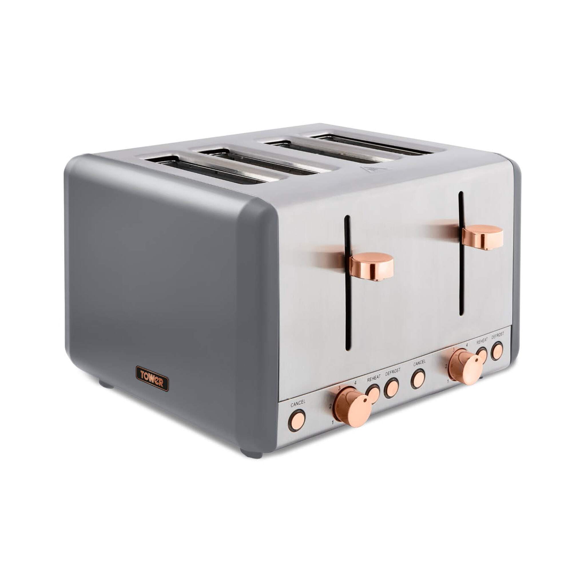 Tower Cavaletto 4 Slice Toaster Grey