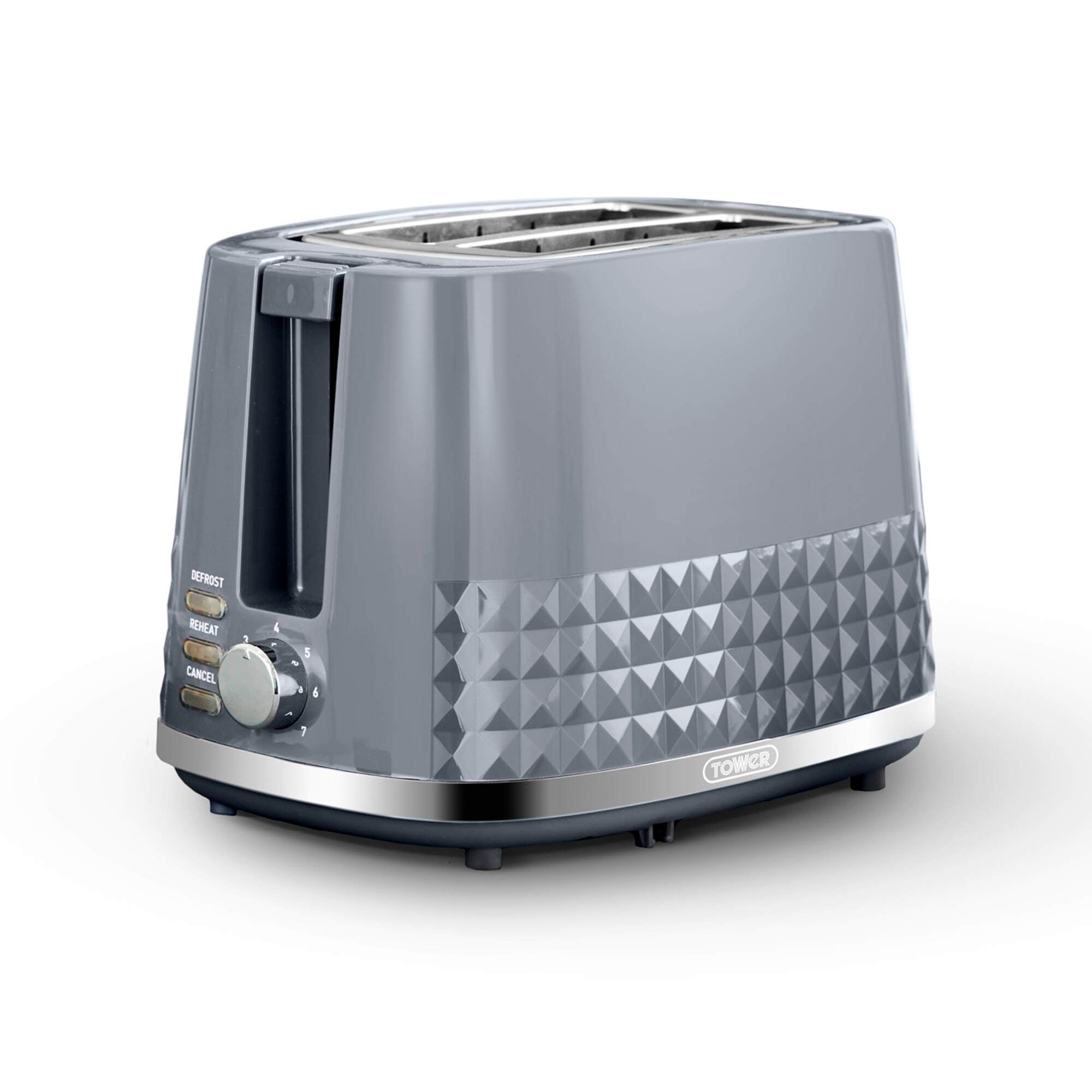 Tower Solitaire 2 Slice Toaster Grey