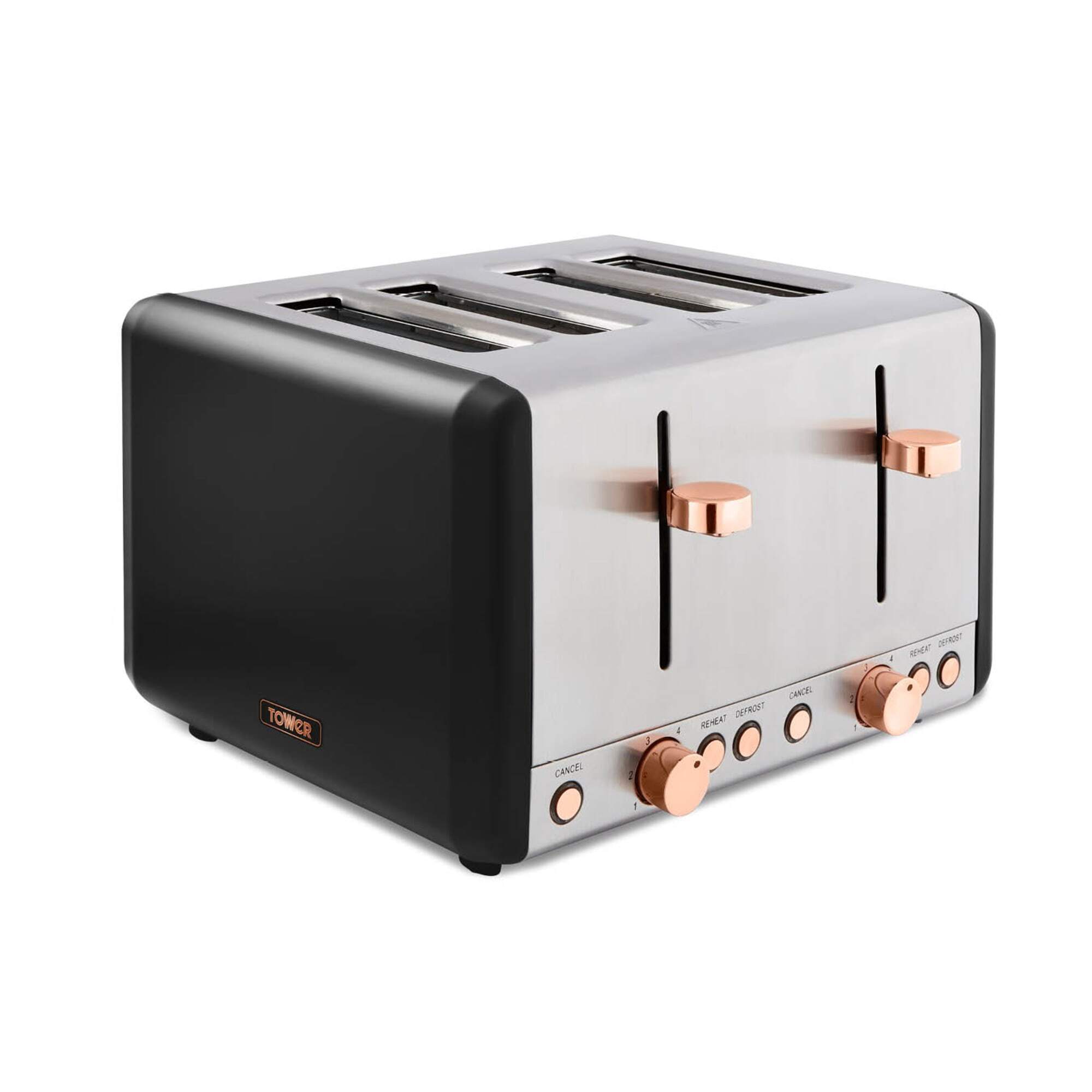 TOWER Cavaletto 4 Slice Toaster Black