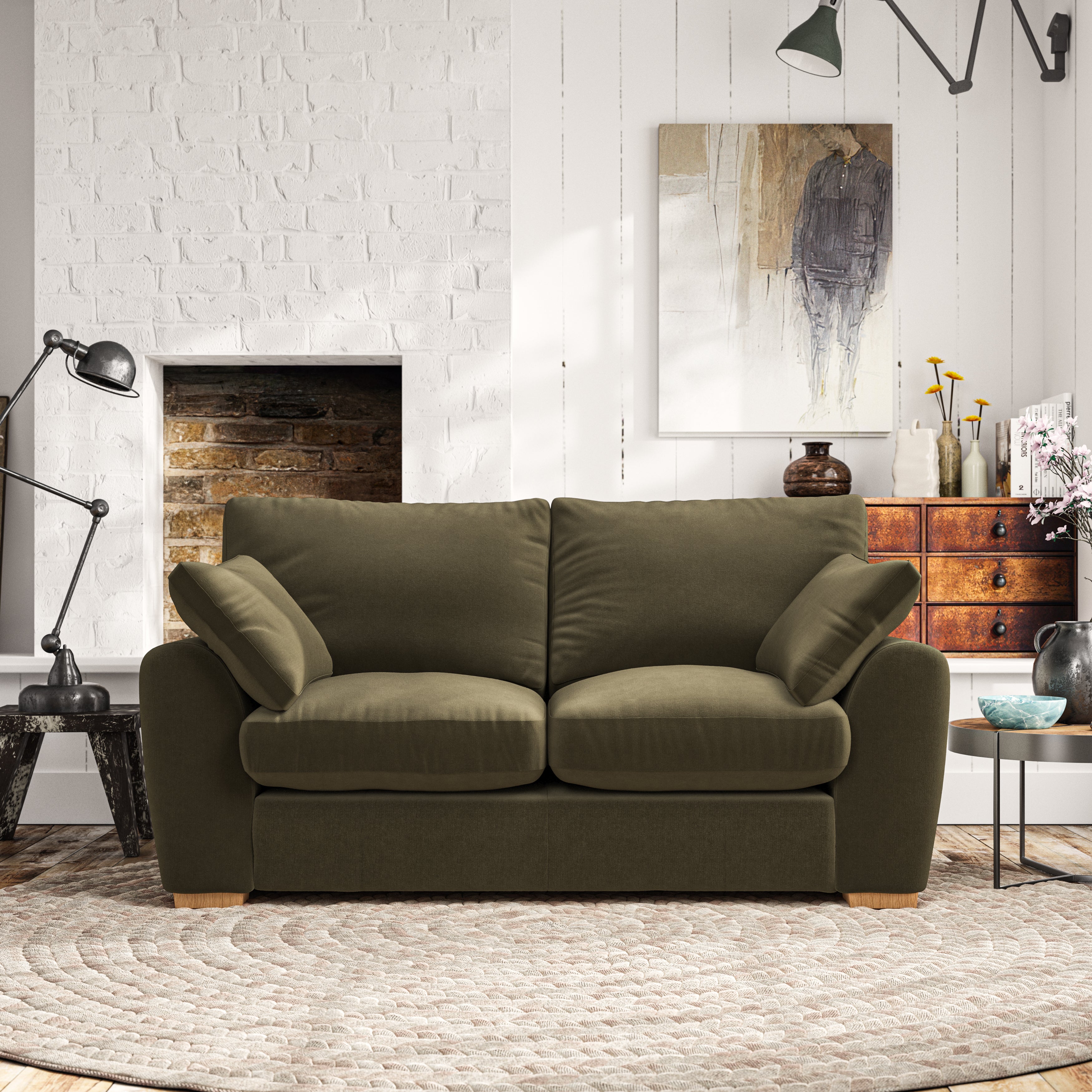 Madison Large 2 Seater Sofa House Velvet Olive