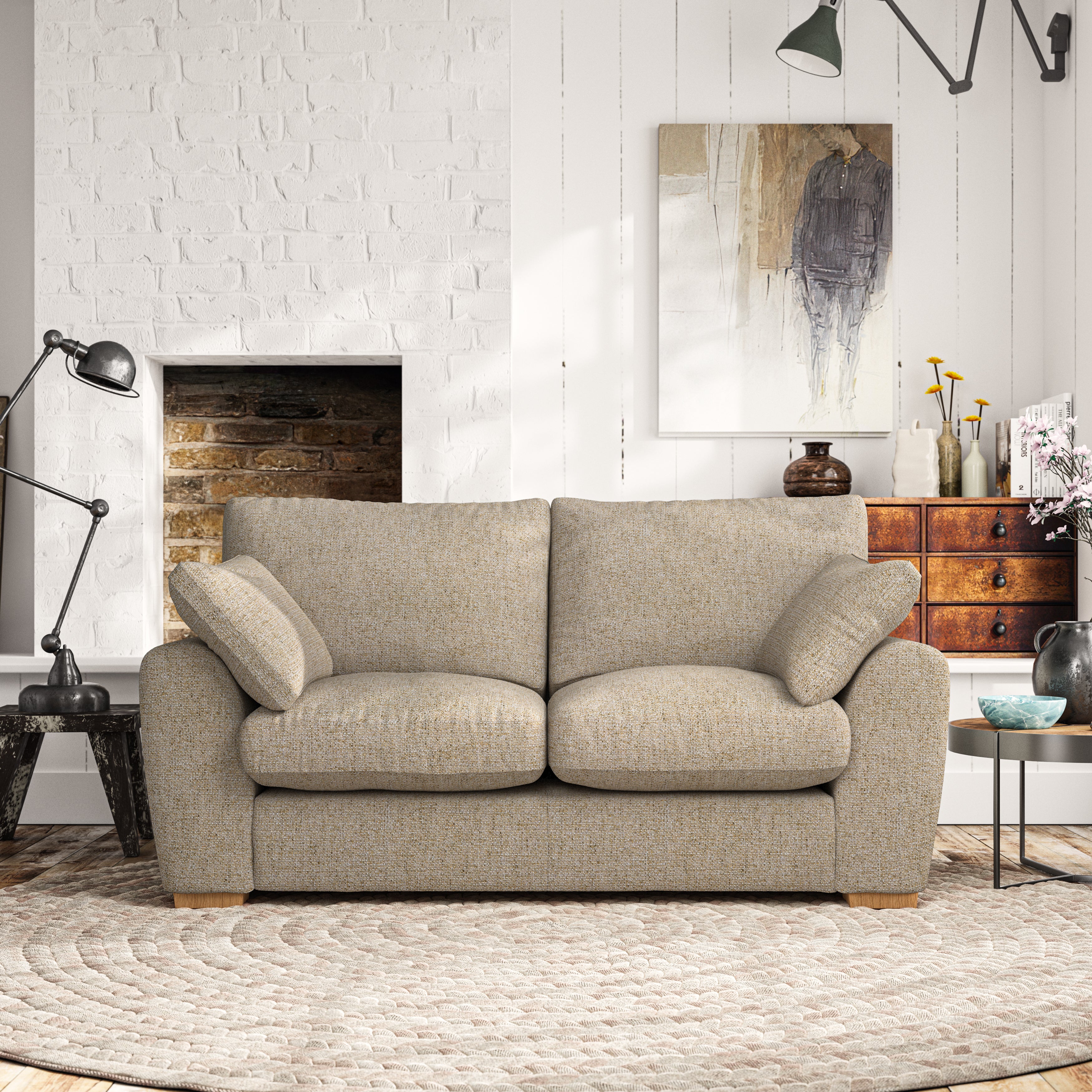 Madison Large 2 Seater Sofa Chunky Weave Honey