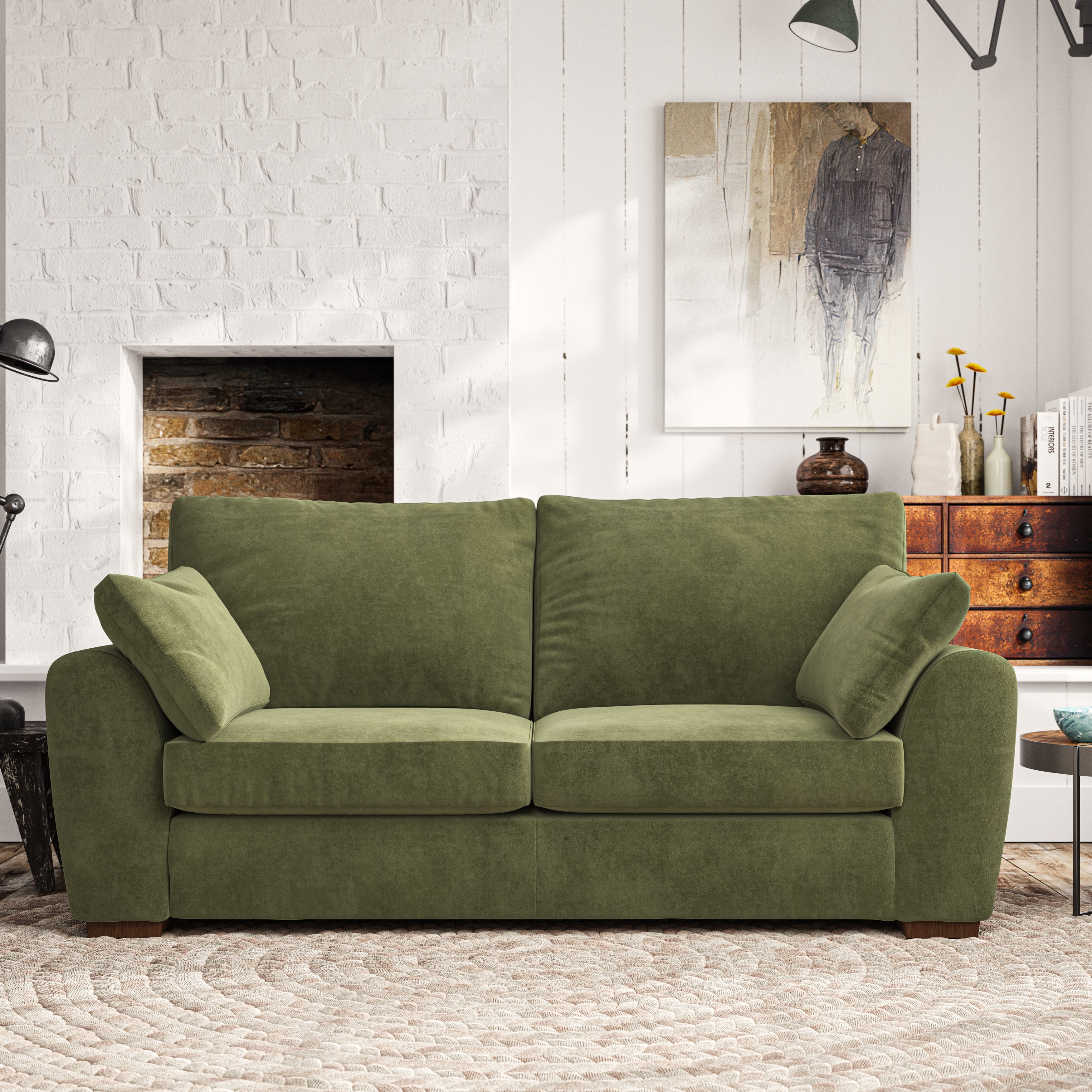 Madison 3 Seater Sofa Luxury Velvet Olive