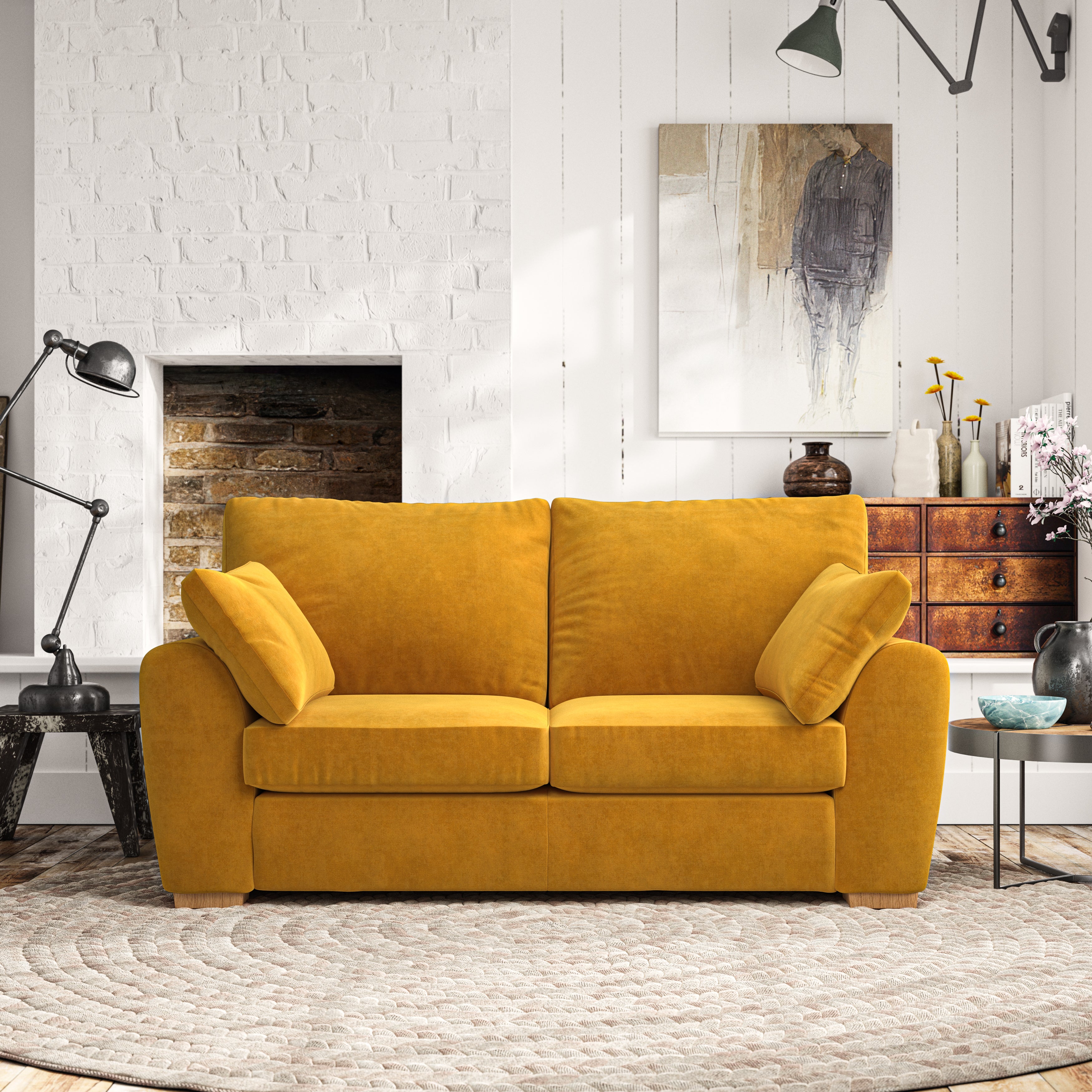 Madison Large 2 Seater Sofa Luxury Velvet Old Gold