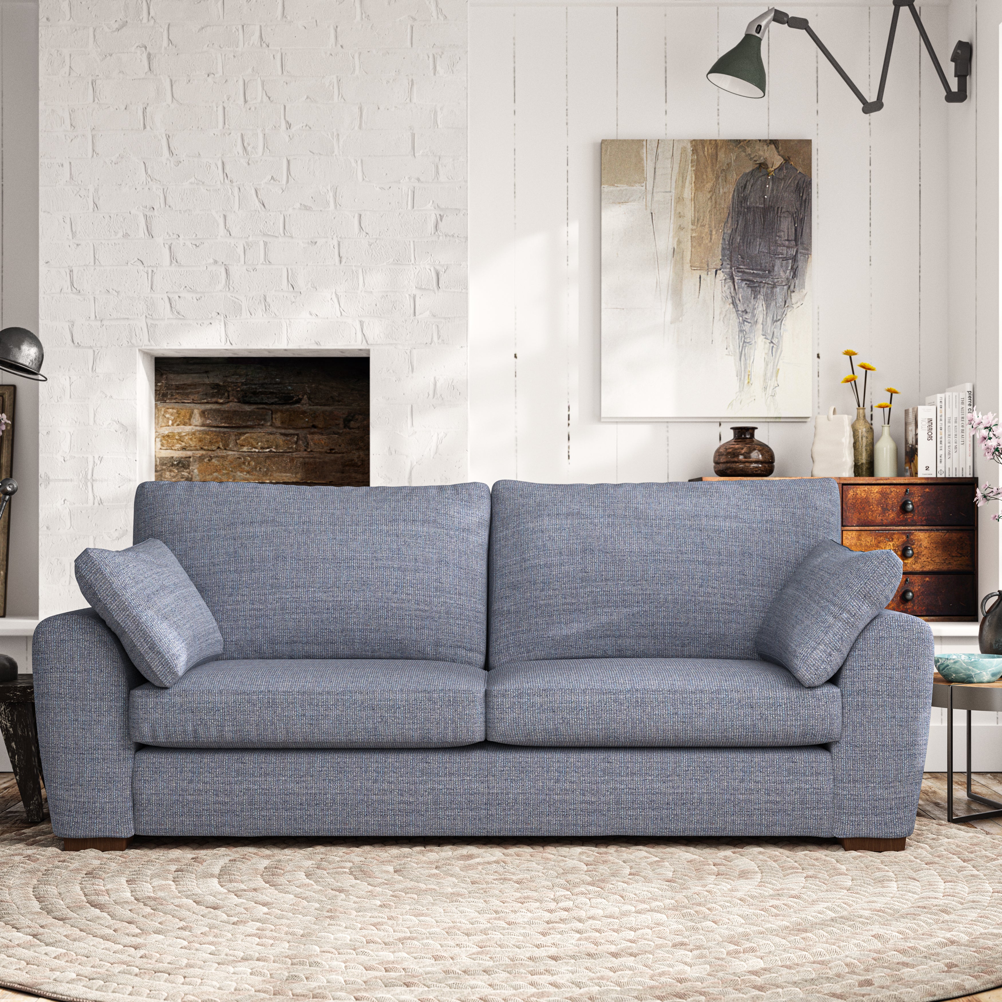 Madison Large 3 Seater Sofa Chunky Tonal Weave Navy