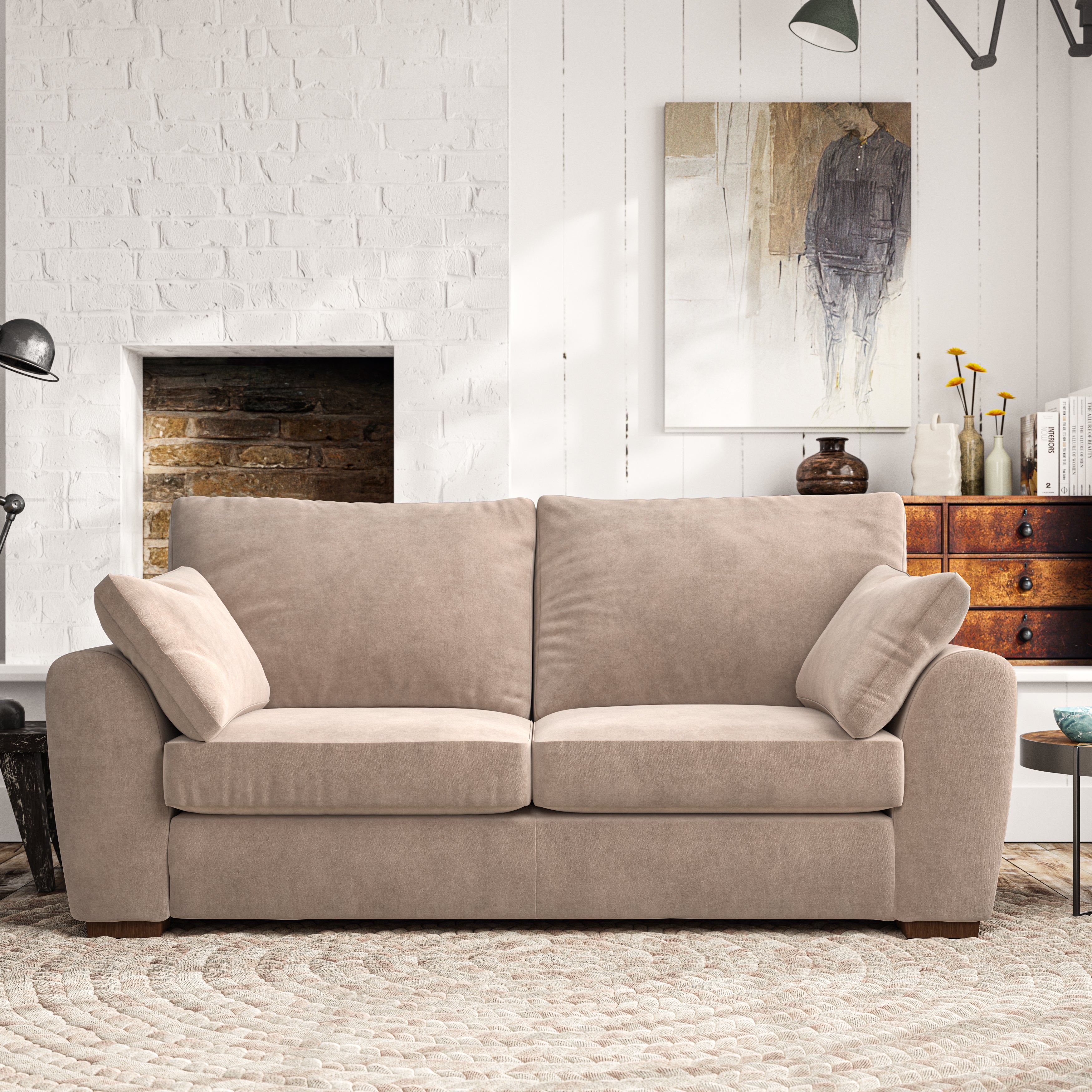 Madison 3 Seater Sofa Luxury Velvet Natural