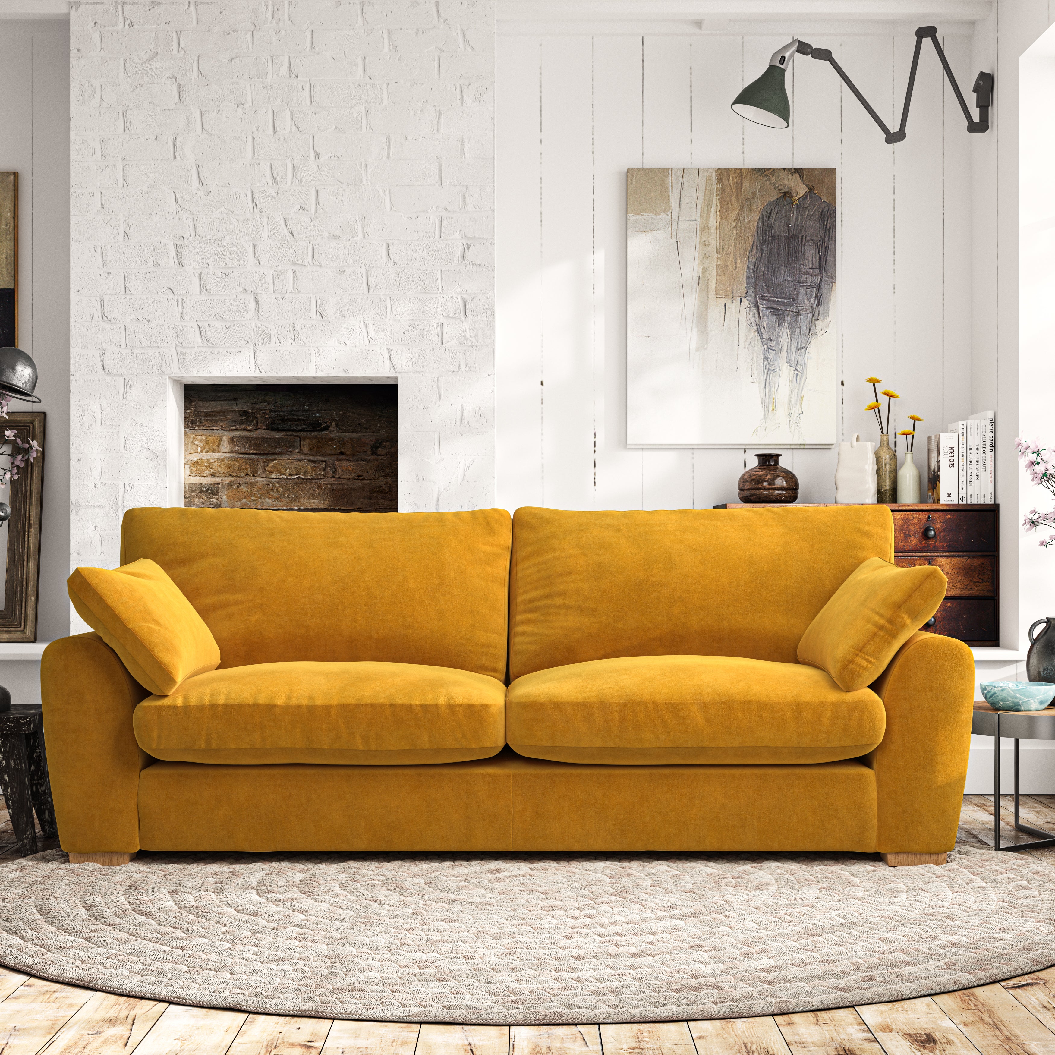 Madison 4 Seater Sofa Luxury Velvet Old Gold