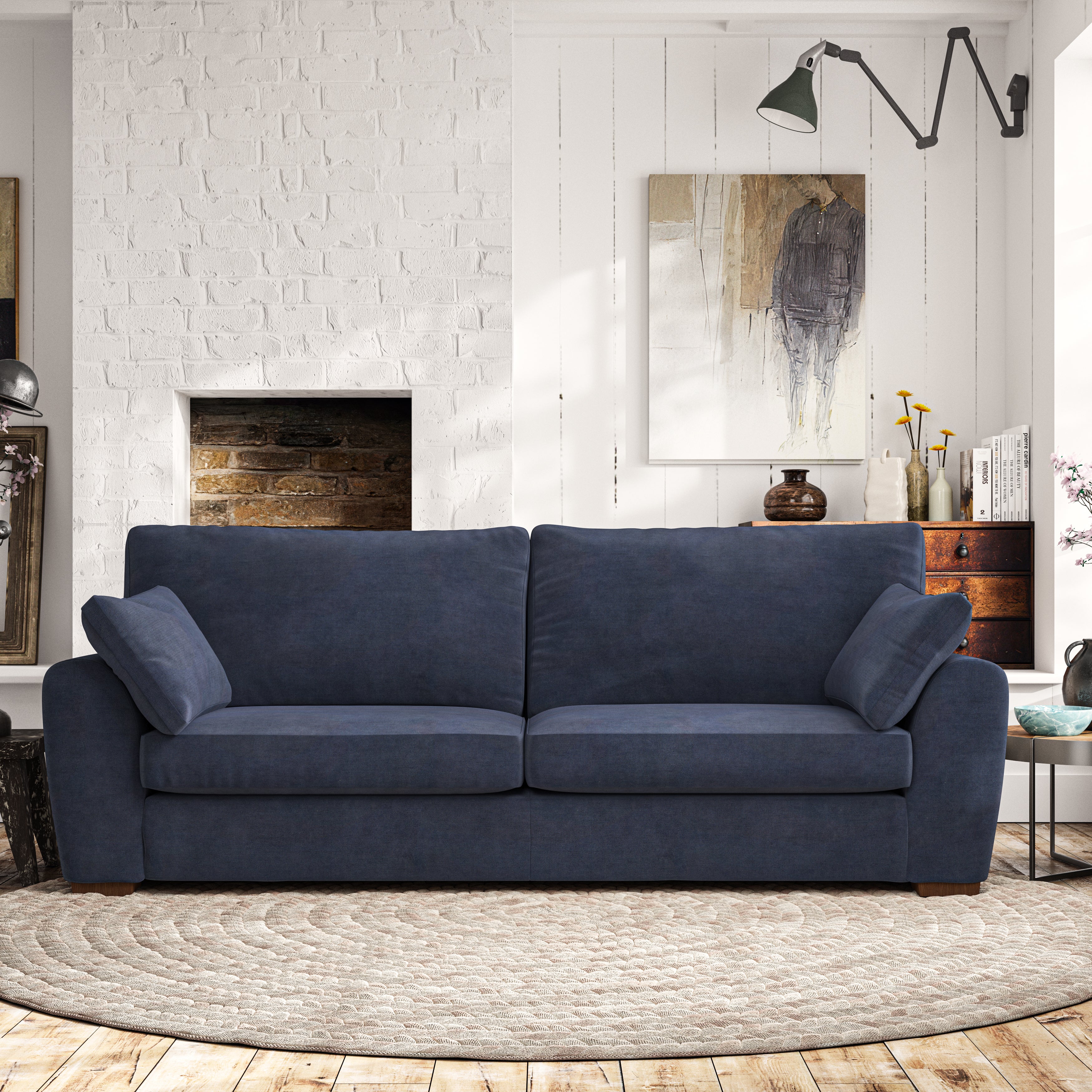 Madison 4 Seater Sofa Aqua Clean Chenille Navy