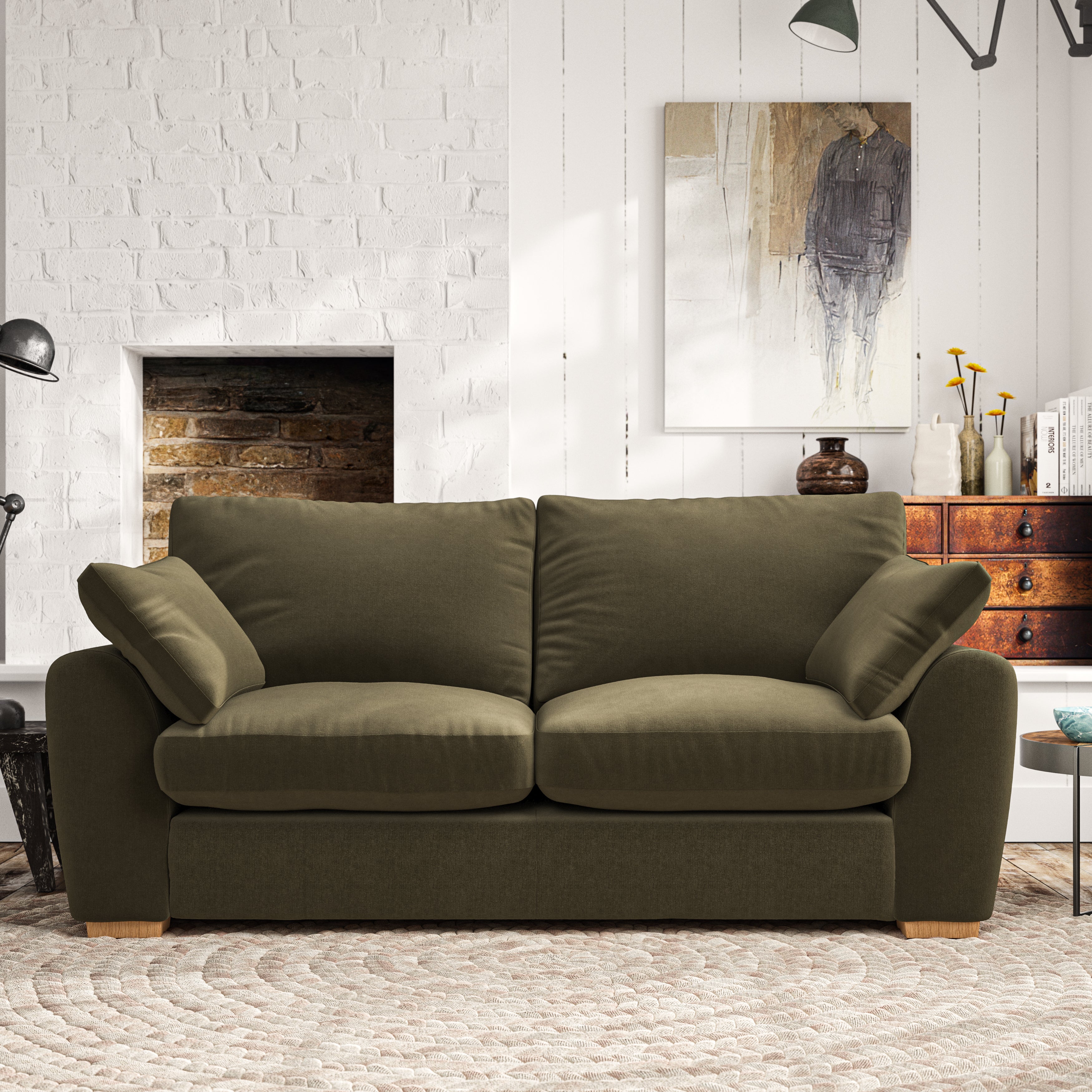 Madison 3 Seater Sofa House Velvet Olive