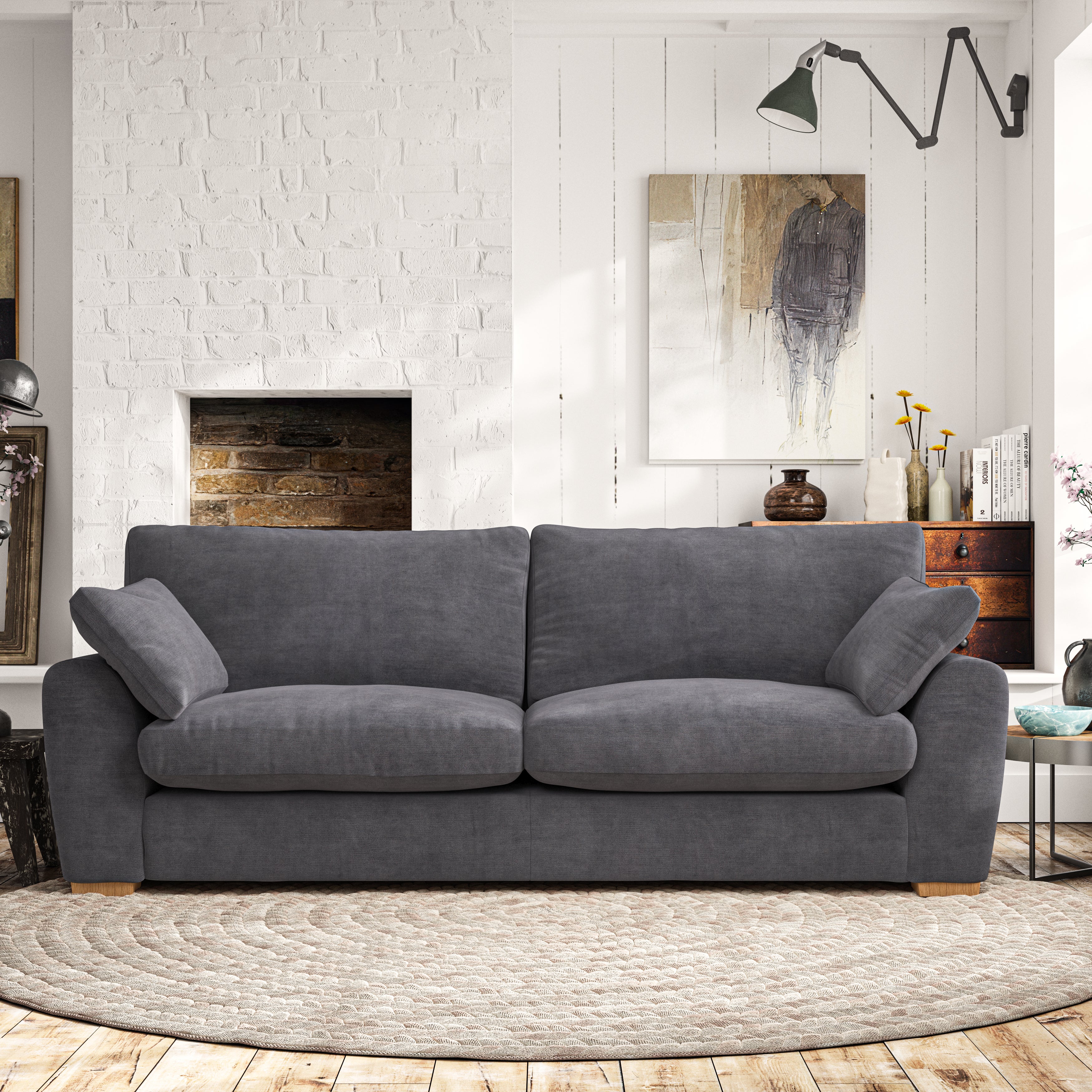 Madison 4 Seater Sofa Aqua Clean Chenille Grey