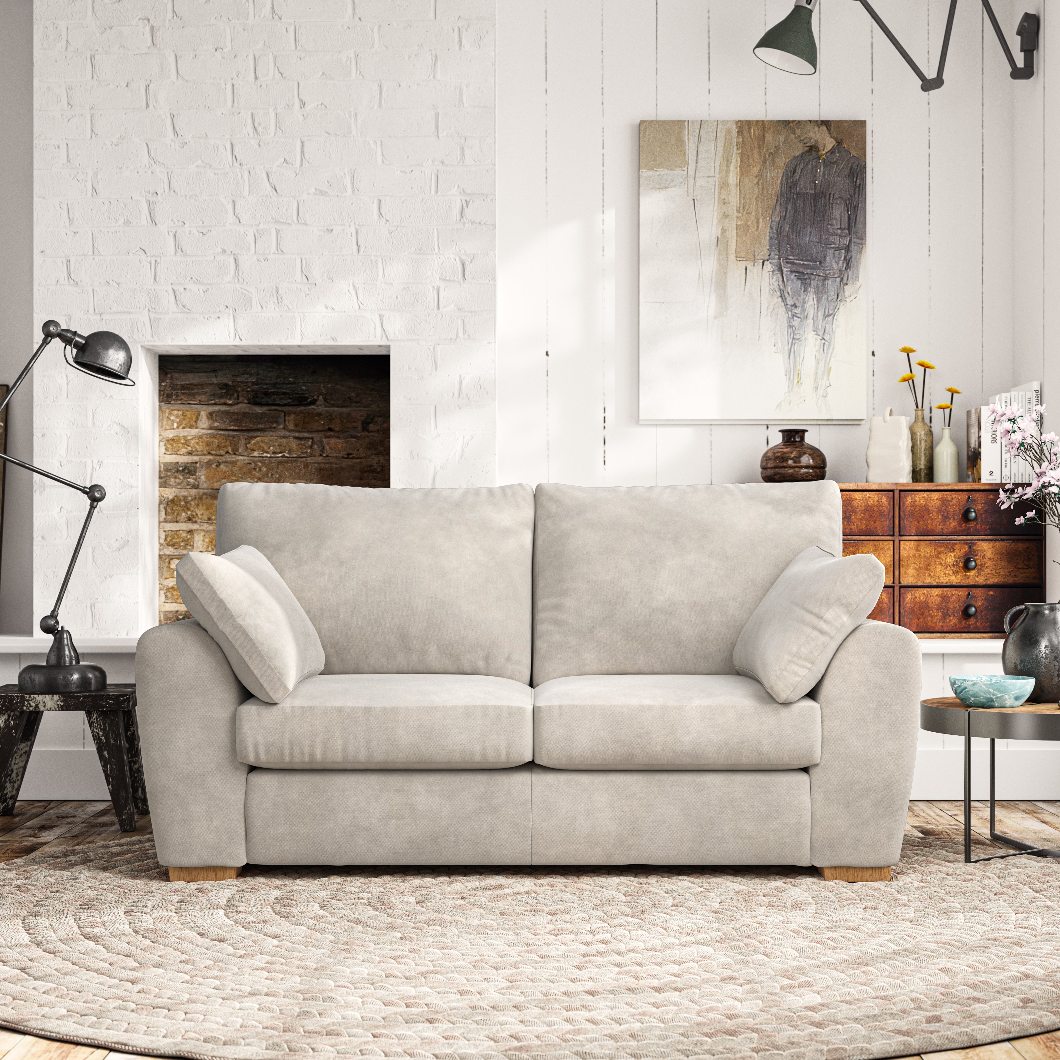 Madison Large 2 Seater Sofa Aqua Clean Chenille Sandstone