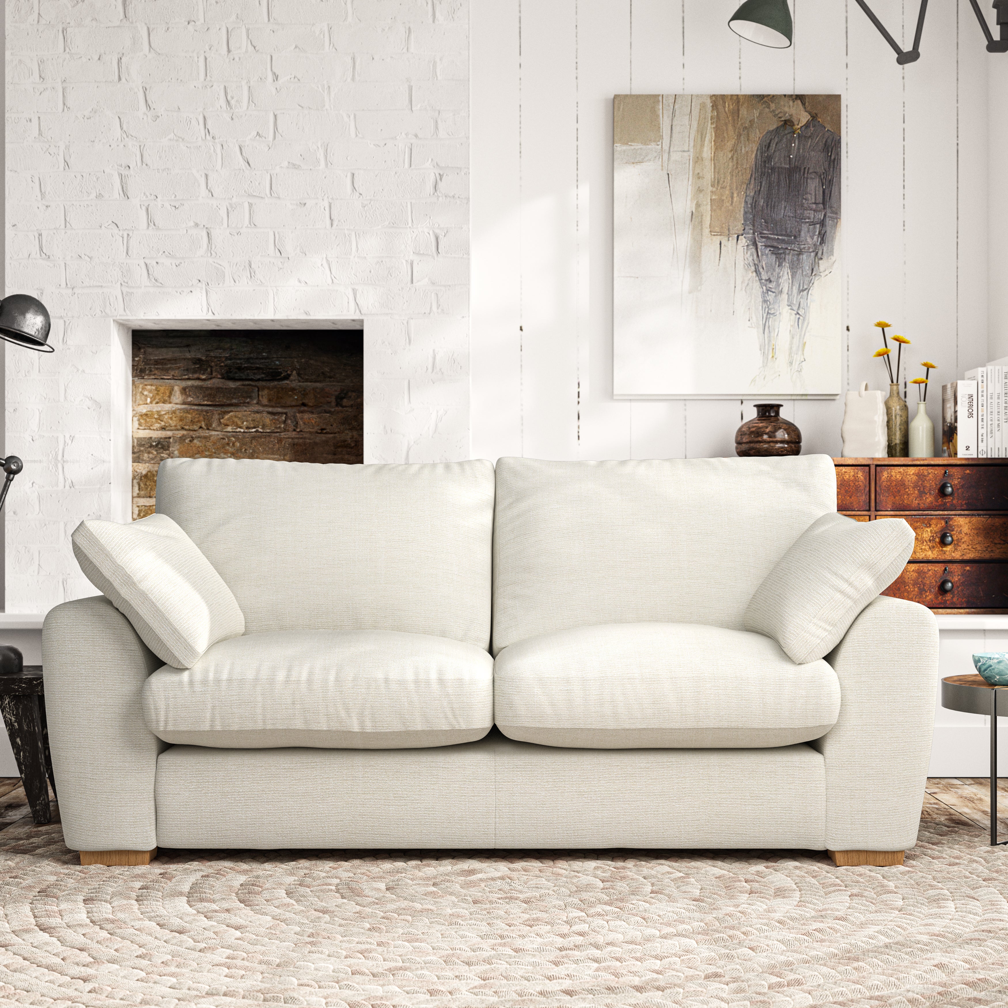 Madison 3 Seater Sofa Chunky Tonal Weave Ivory